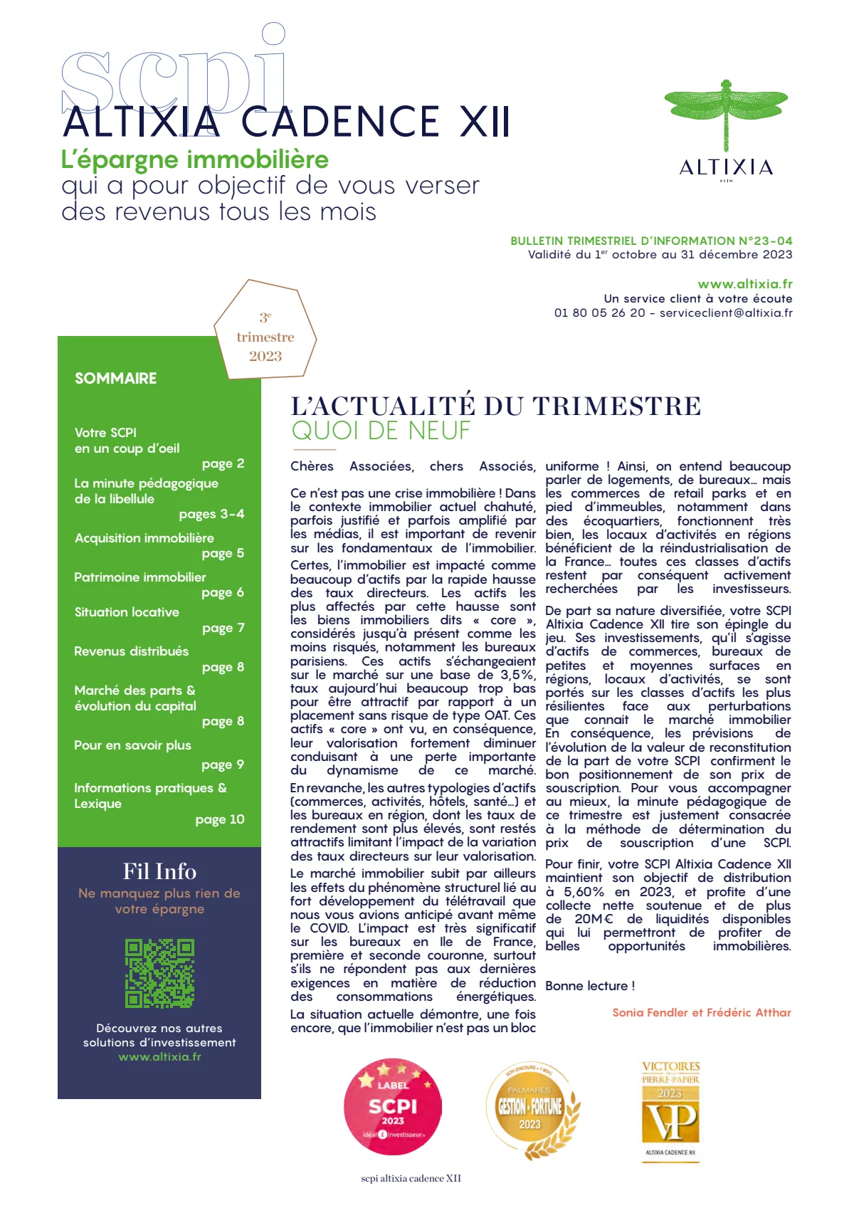 Bulletin trimestriel - 3ème trimestre 2023