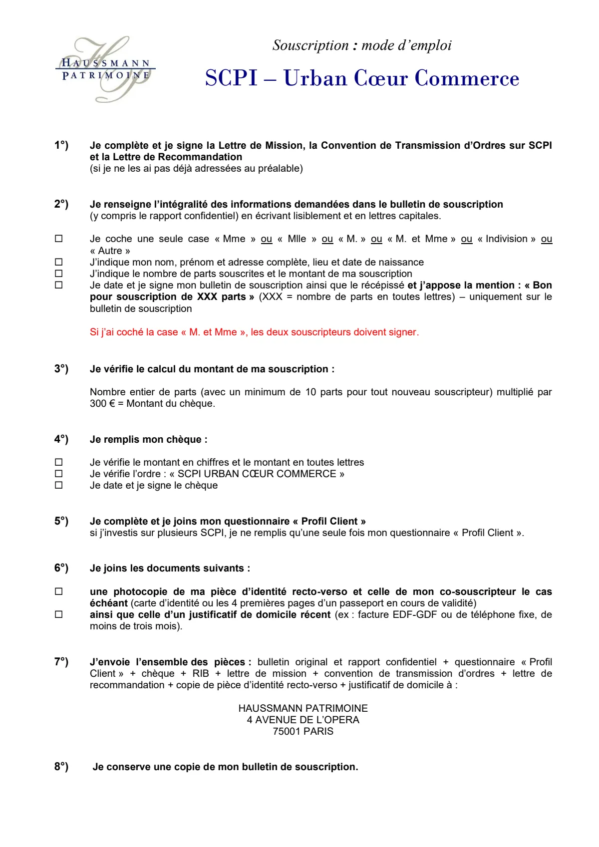 Bulletin de souscription (BS)