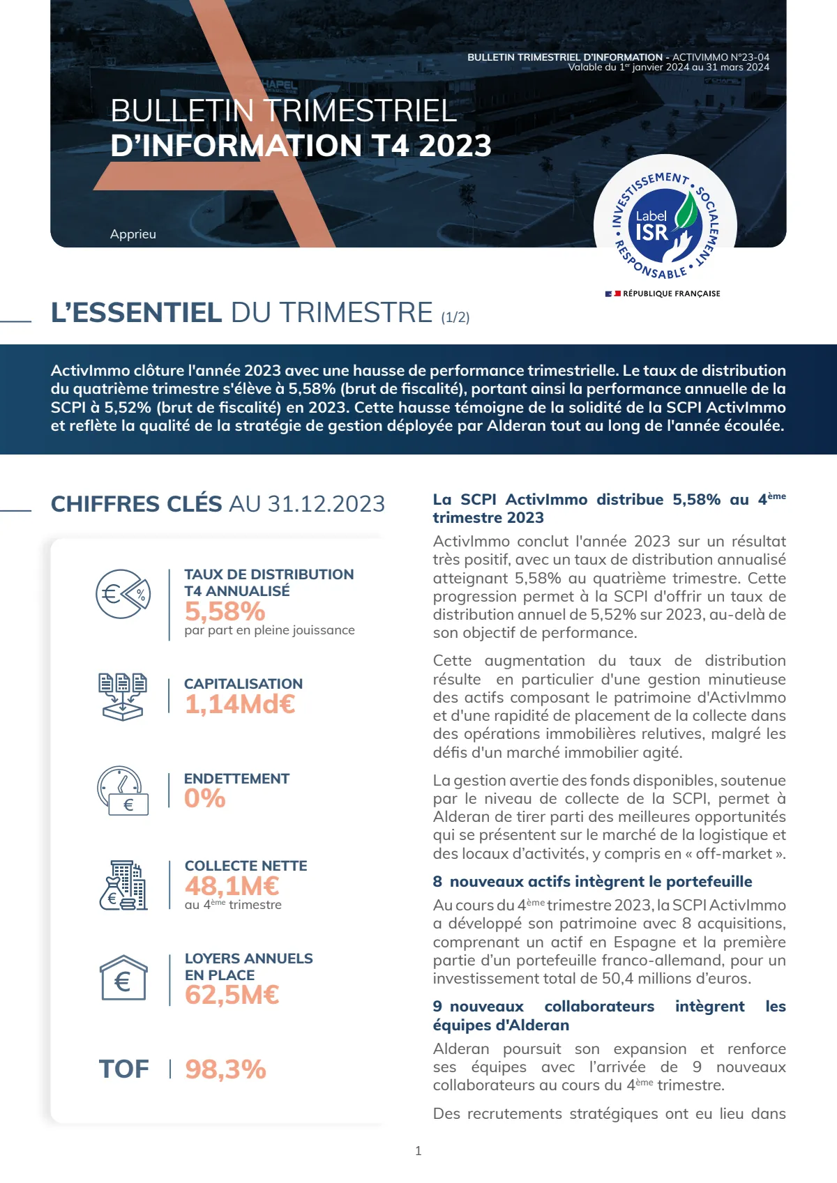 Bulletin trimestriel - 4ème trimestre 2023