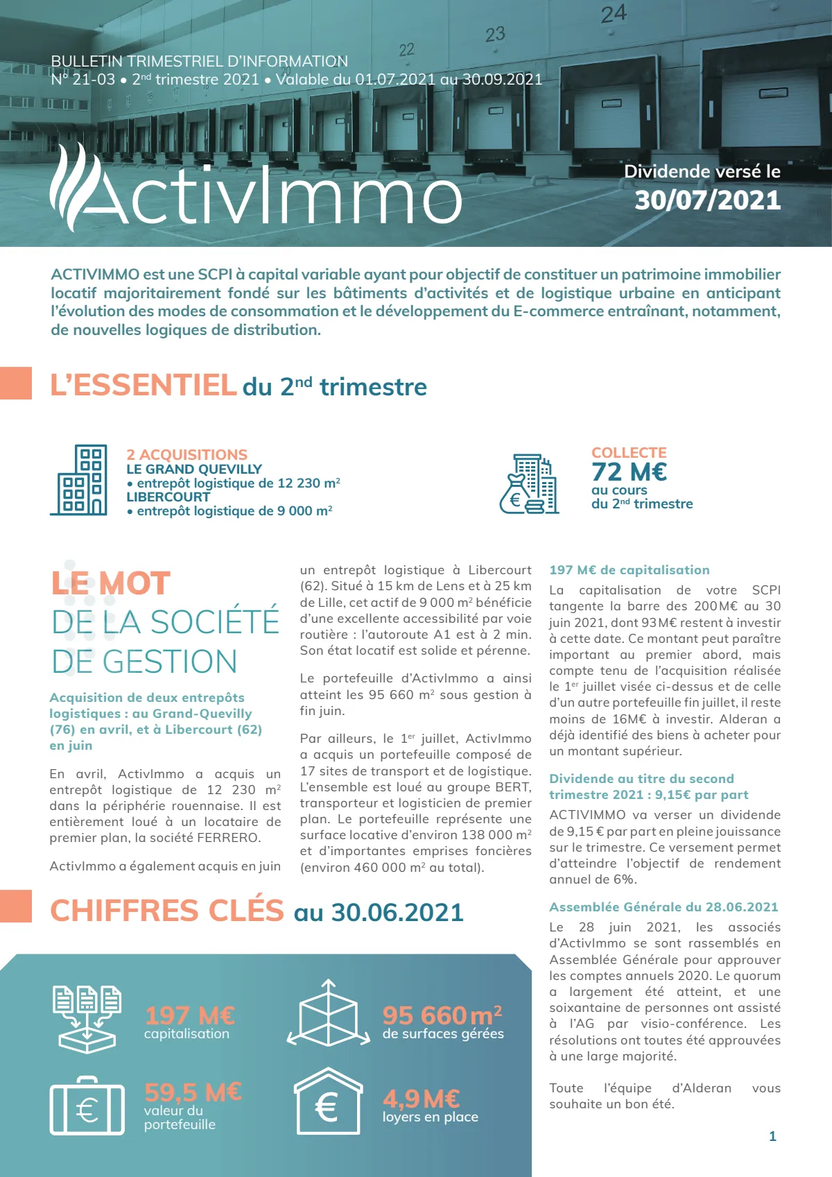 Bulletin trimestriel - 2ème trimestre 2021