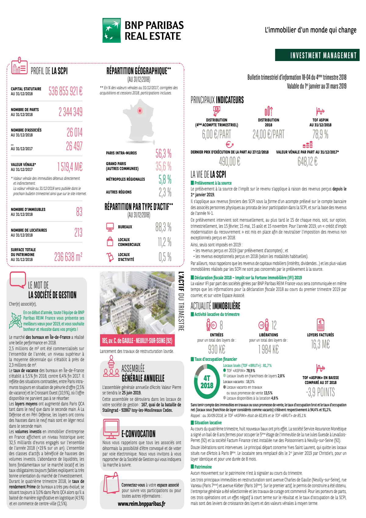 Bulletin trimestriel - 4ème trimestre 2018