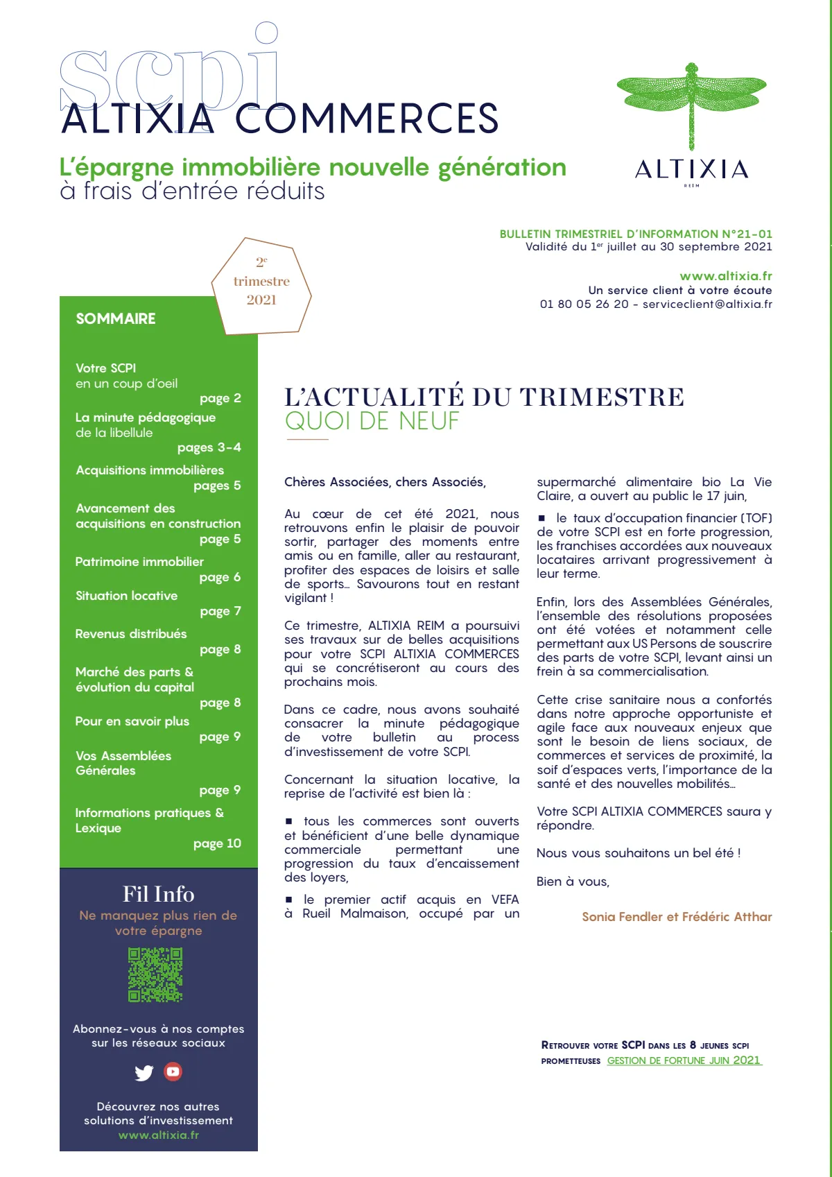 Bulletin trimestriel - 2ème trimestre 2021