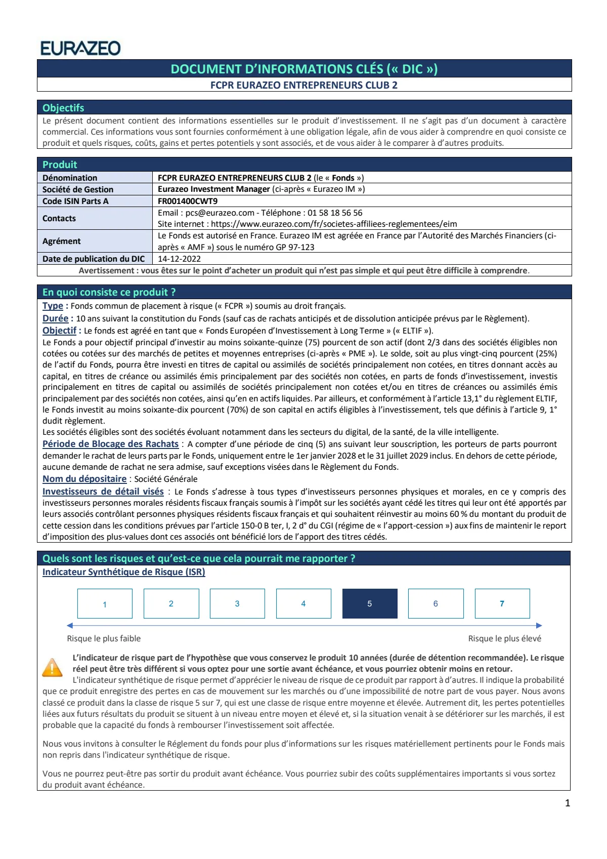 Informations clés (DIC)