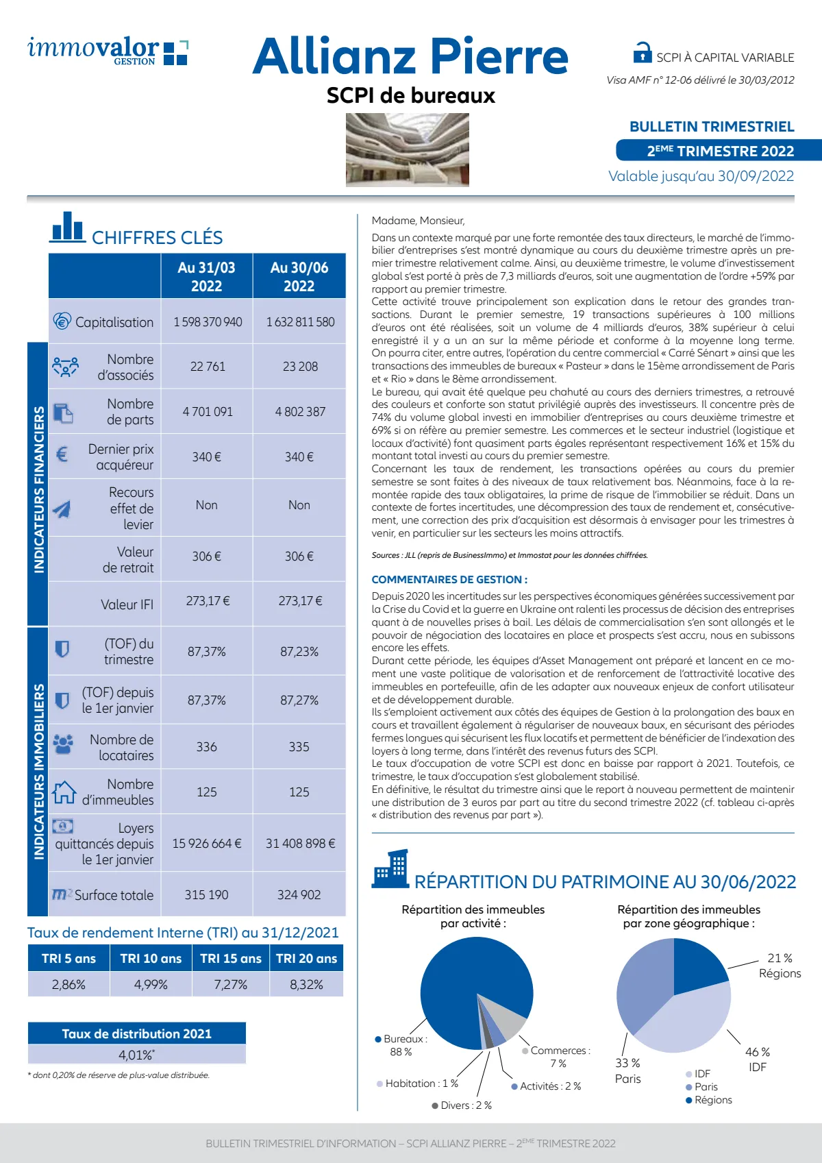 Bulletin trimestriel - 2ème trimestre 2022