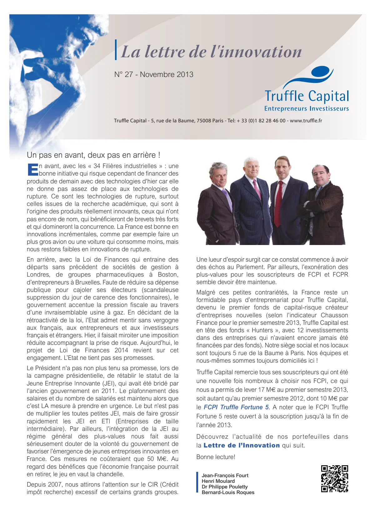 La lettre de l'innovation Truffle n°27 - novembre 2013