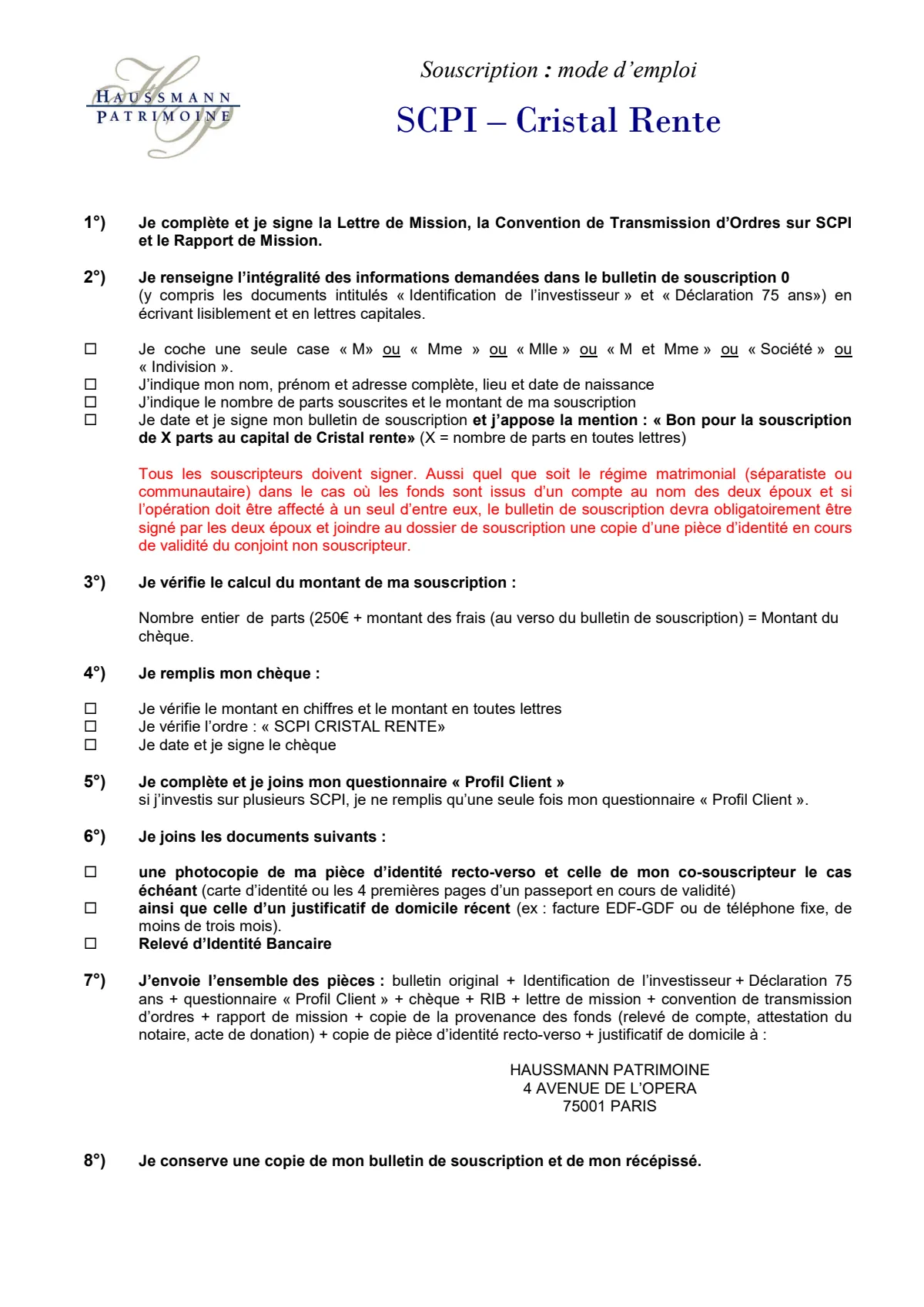 Bulletin de souscription et versements programmés (BS)