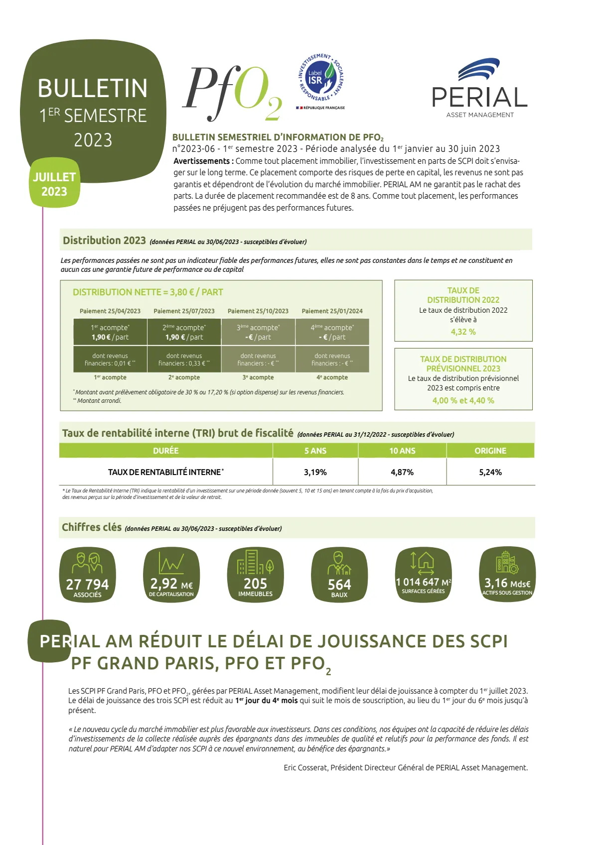 Bulletin semestriel - 1er semestre 2023