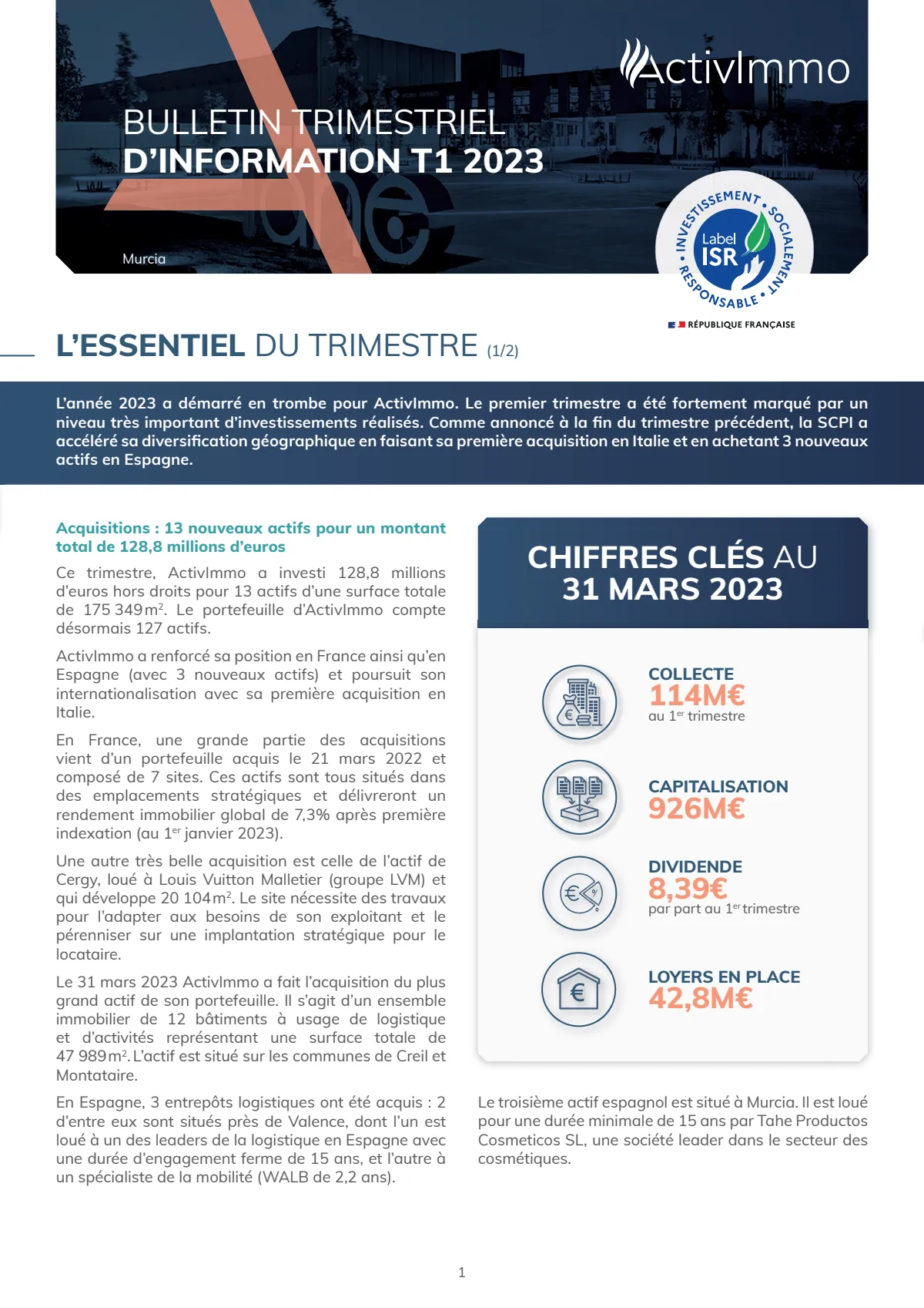 Bulletin trimestriel - 1er trimestre 2023