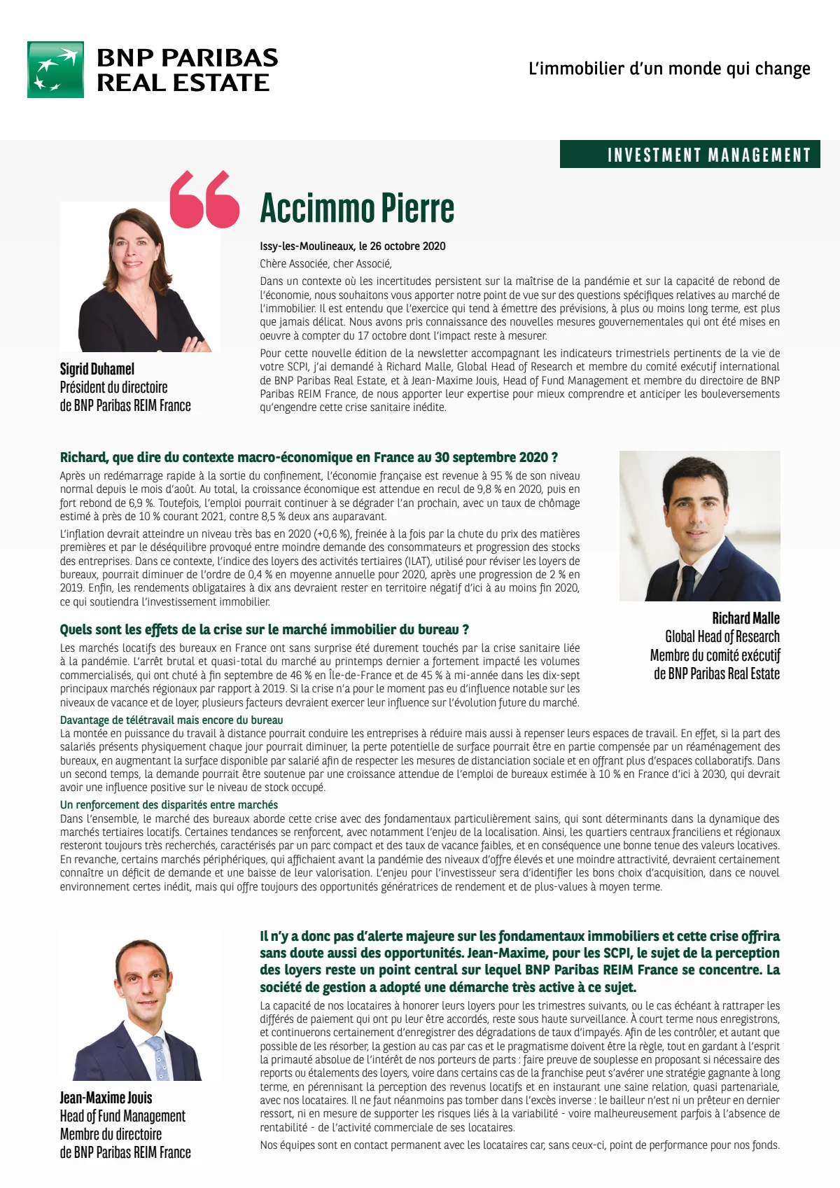 Bulletin trimestriel - 3ème trimestre 2020