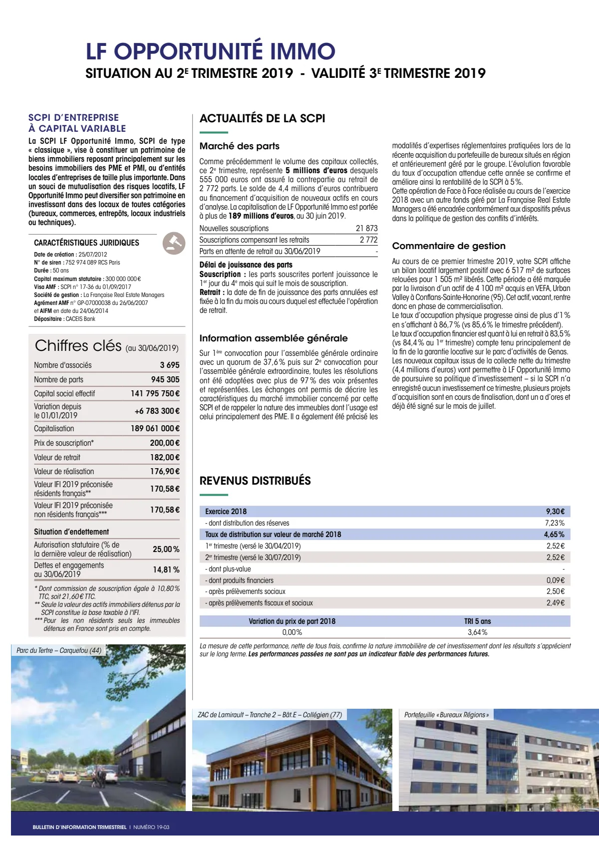 Bulletin trimestriel - 2ème trimestre 2019