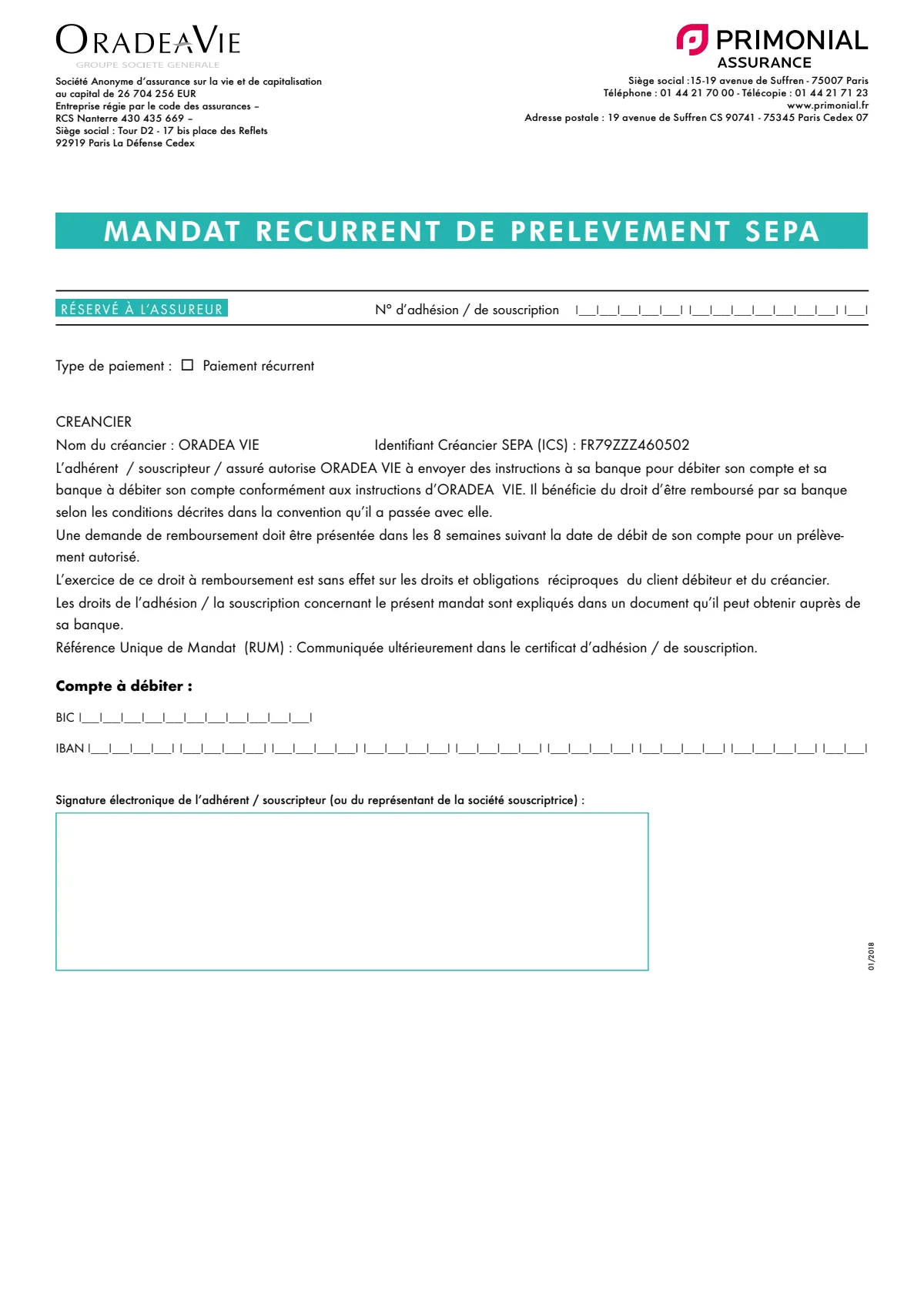 Mandat de prélèvement Sepa