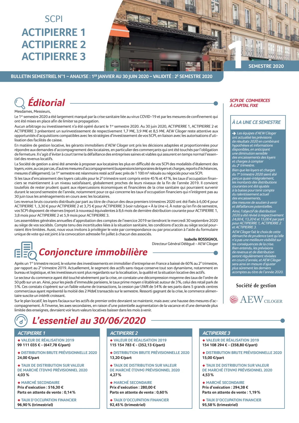 Bulletin semestriel - 1er semestre 2020