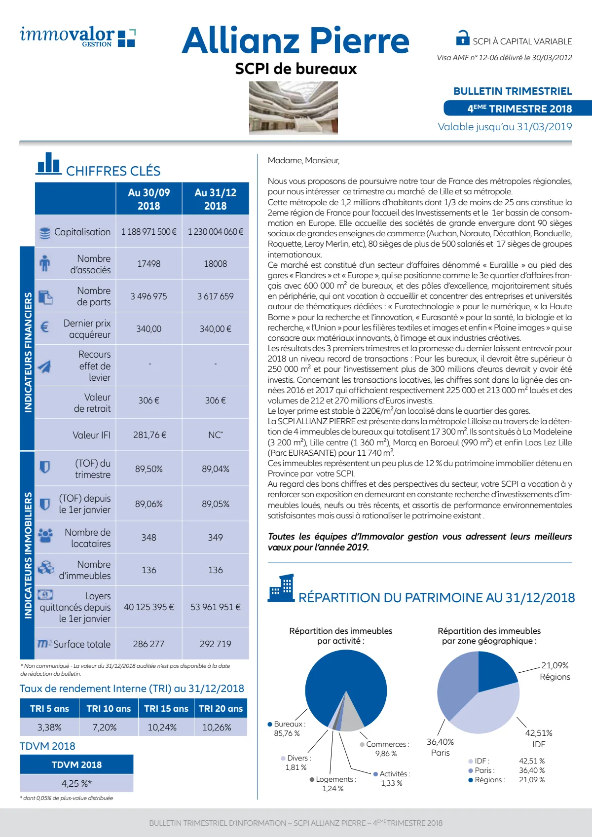 Bulletin trimestriel - 4ème trimestre 2018