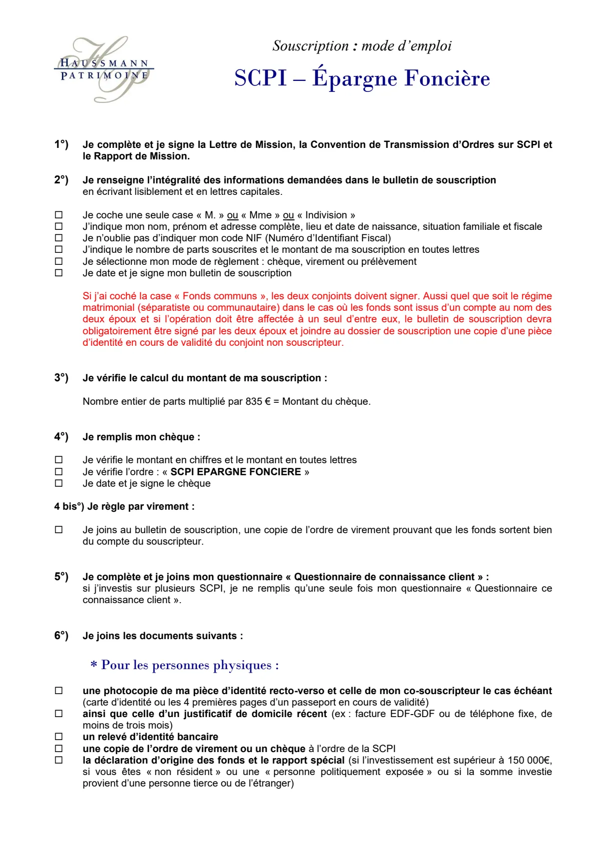 Bulletin de souscription (BS) remplissable