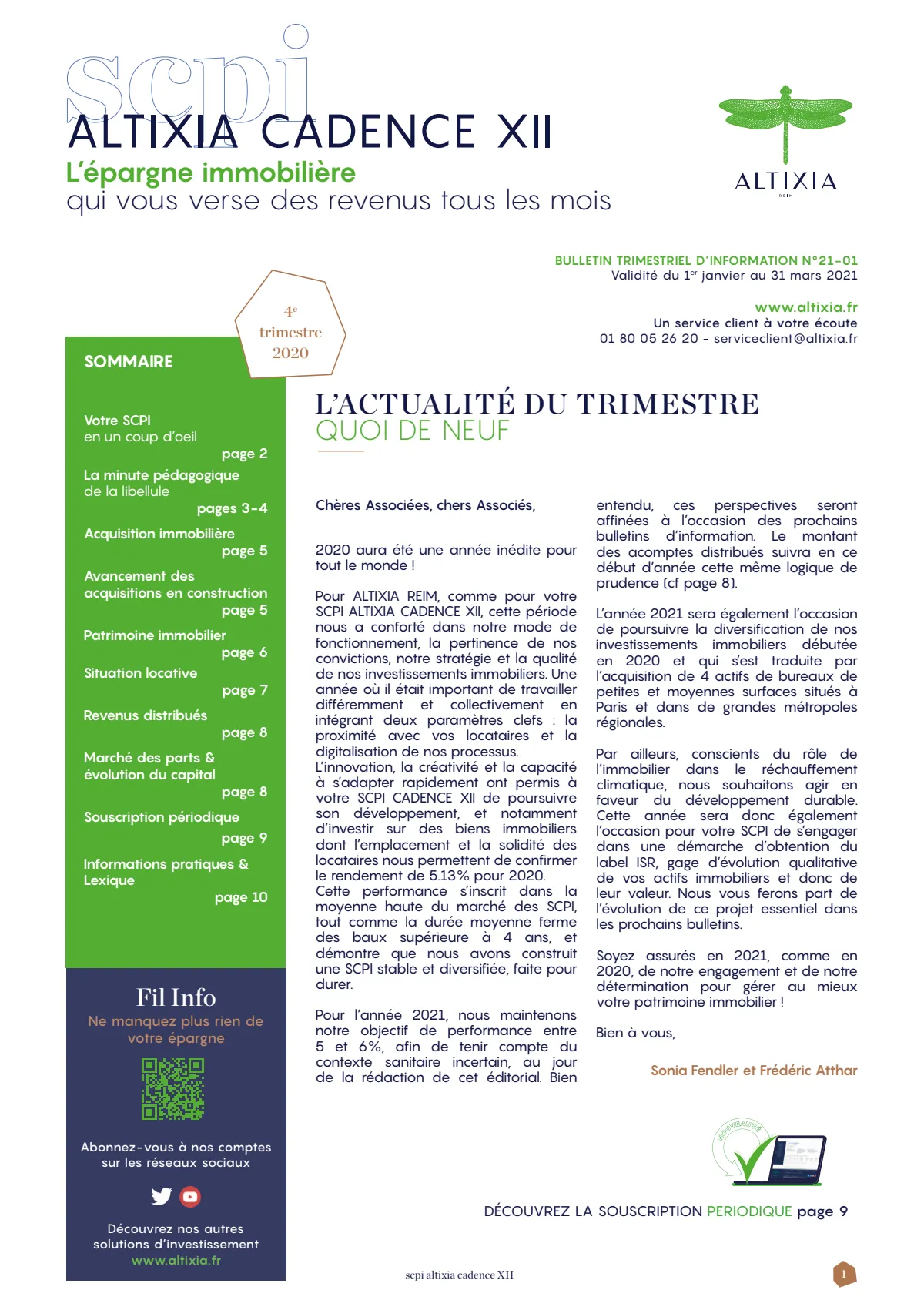 Bulletin trimestriel - 4ème trimestre 2020