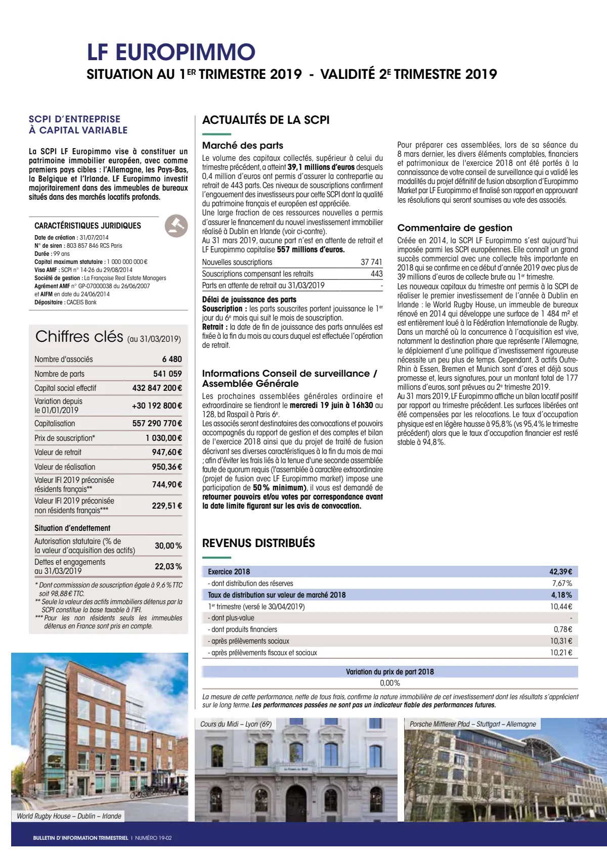 Bulletin trimestriel - 1er trimestre 2019