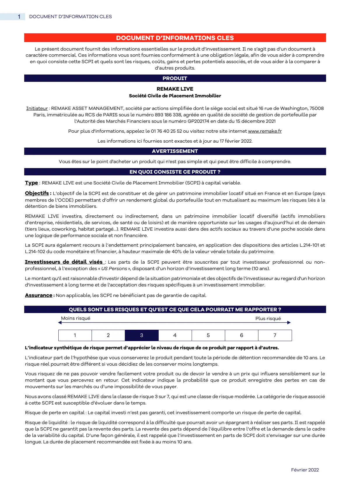 Informations clés (DIC) - 2022