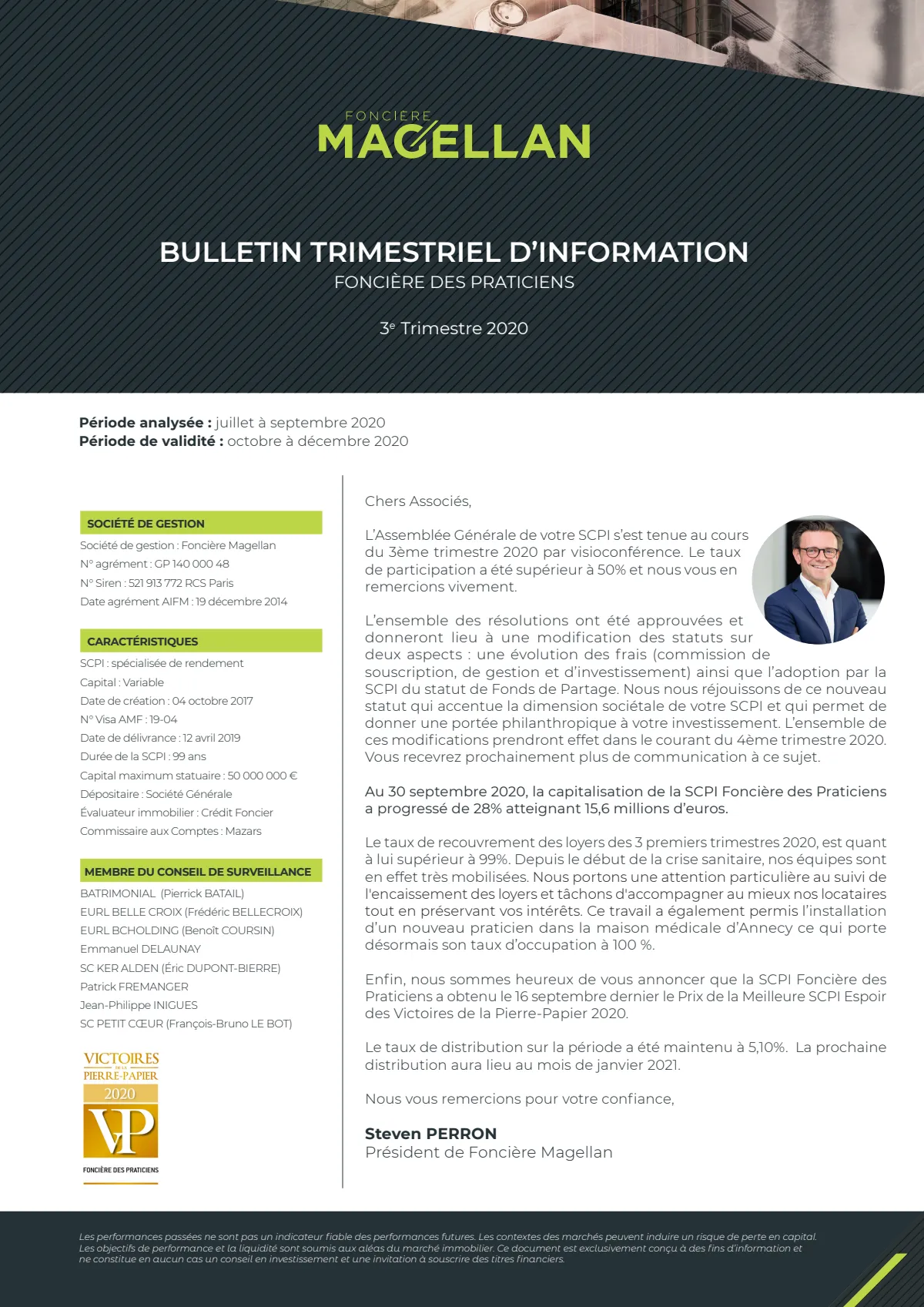 Bulletin trimestriel - 3ème trimestre 2020