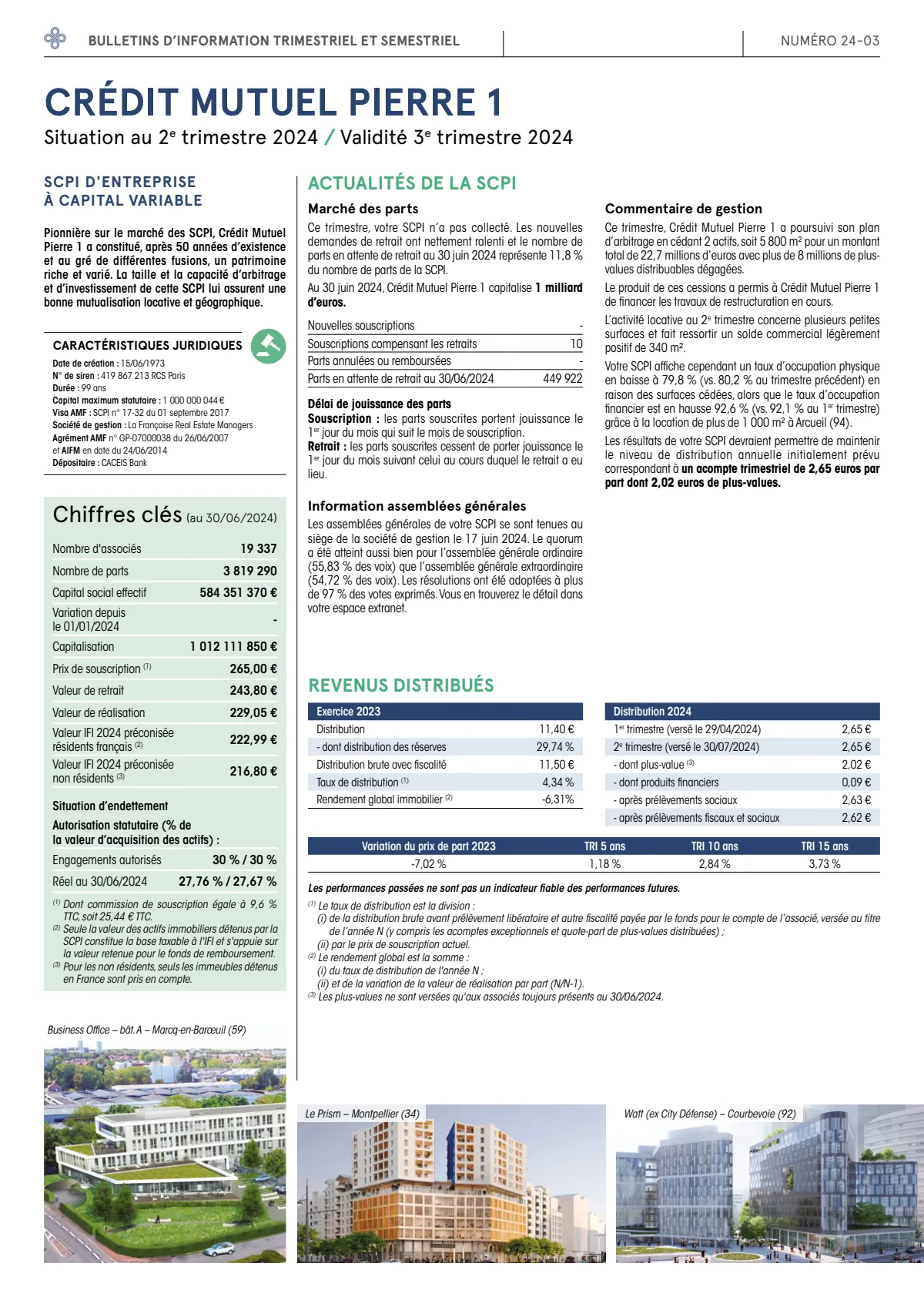 Bulletin trimestriel - 2ème trimestre 2024