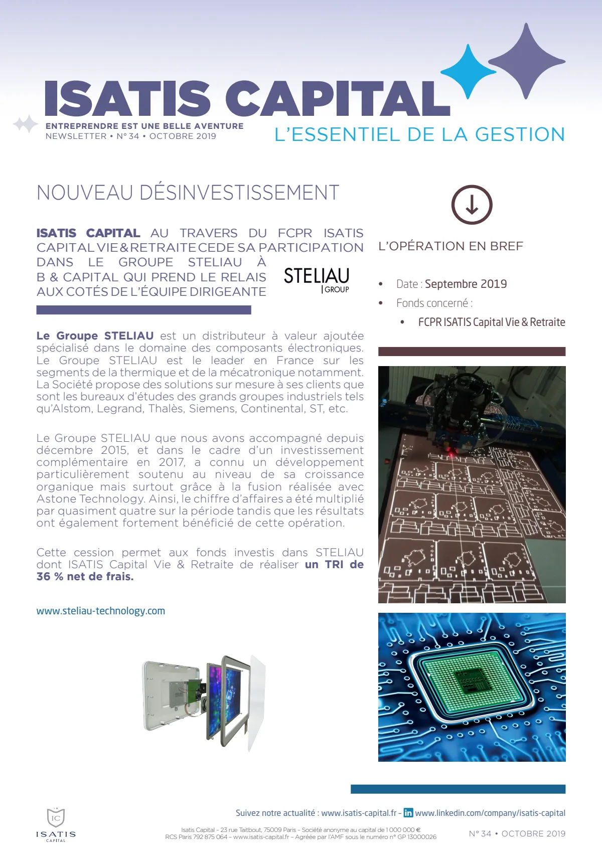 Newsletter n°34 - Octobre 2019 - Steliau Group