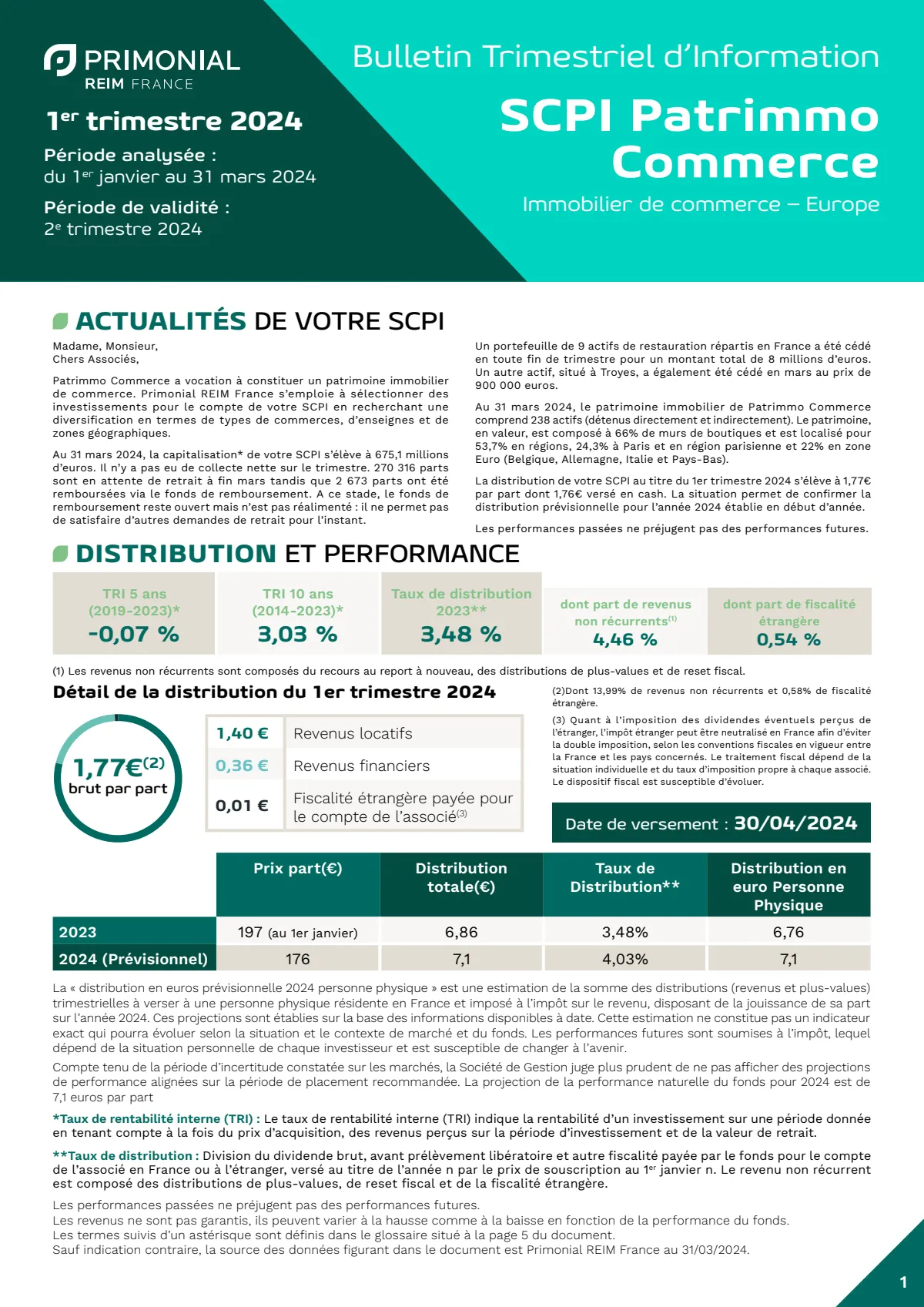 Bulletin trimestriel - 1er trimestre 2024