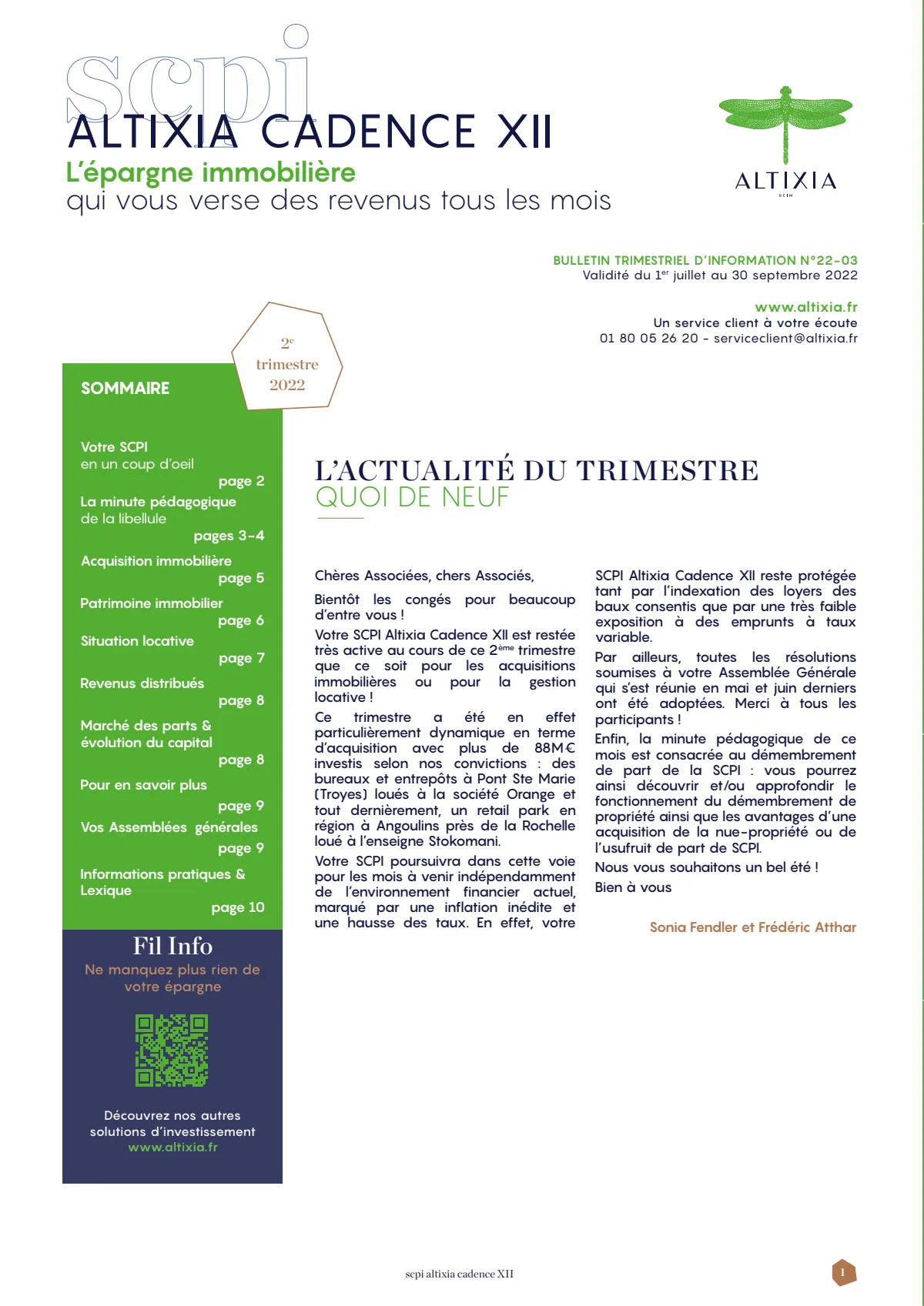 Bulletin trimestriel - 2ème trimestre 2022