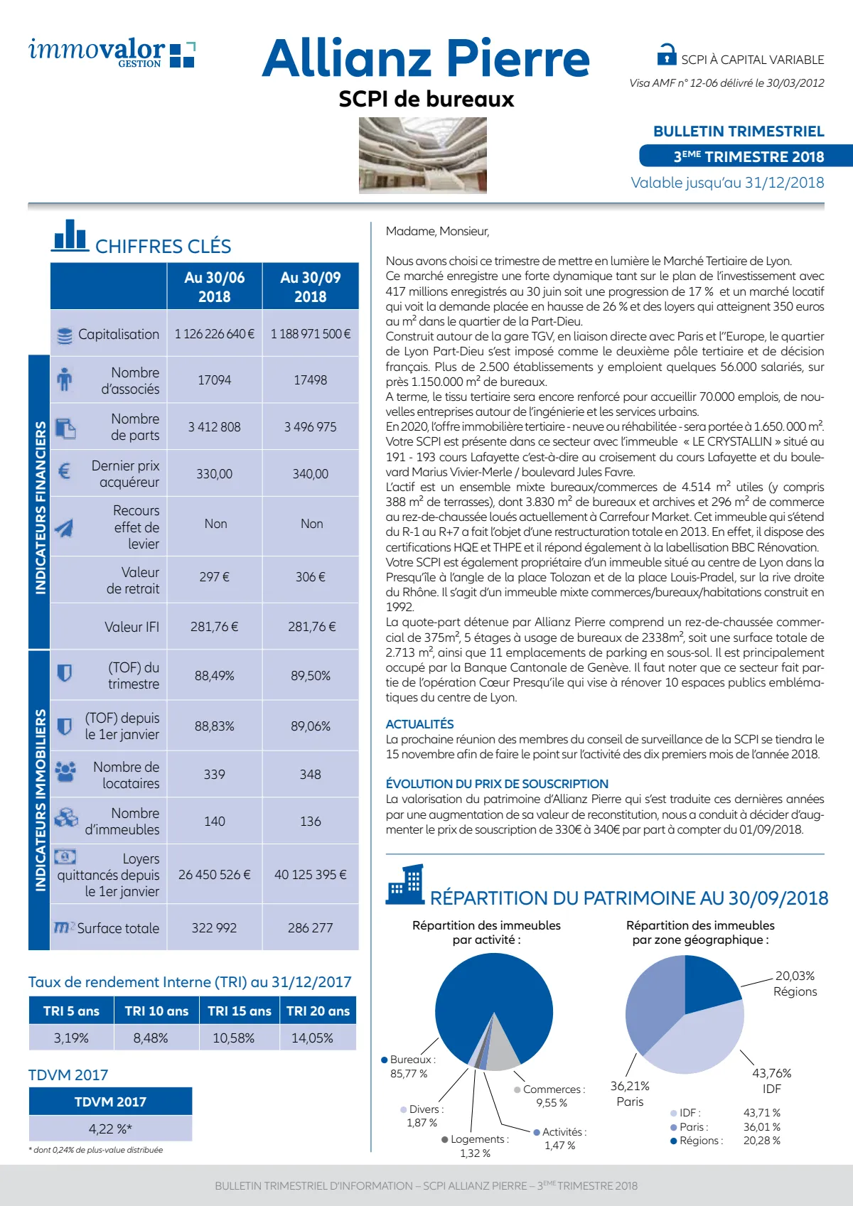 Bulletin trimestriel - 3ème trimestre 2018