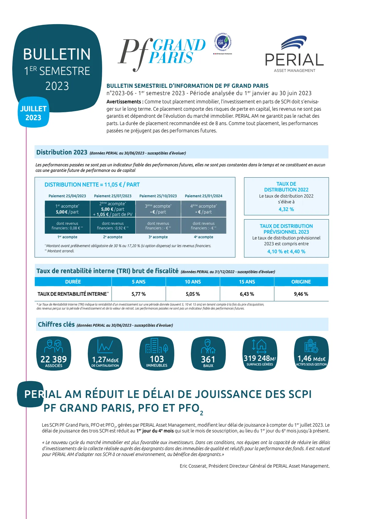 Bulletin semestriel - 1er semestre 2023