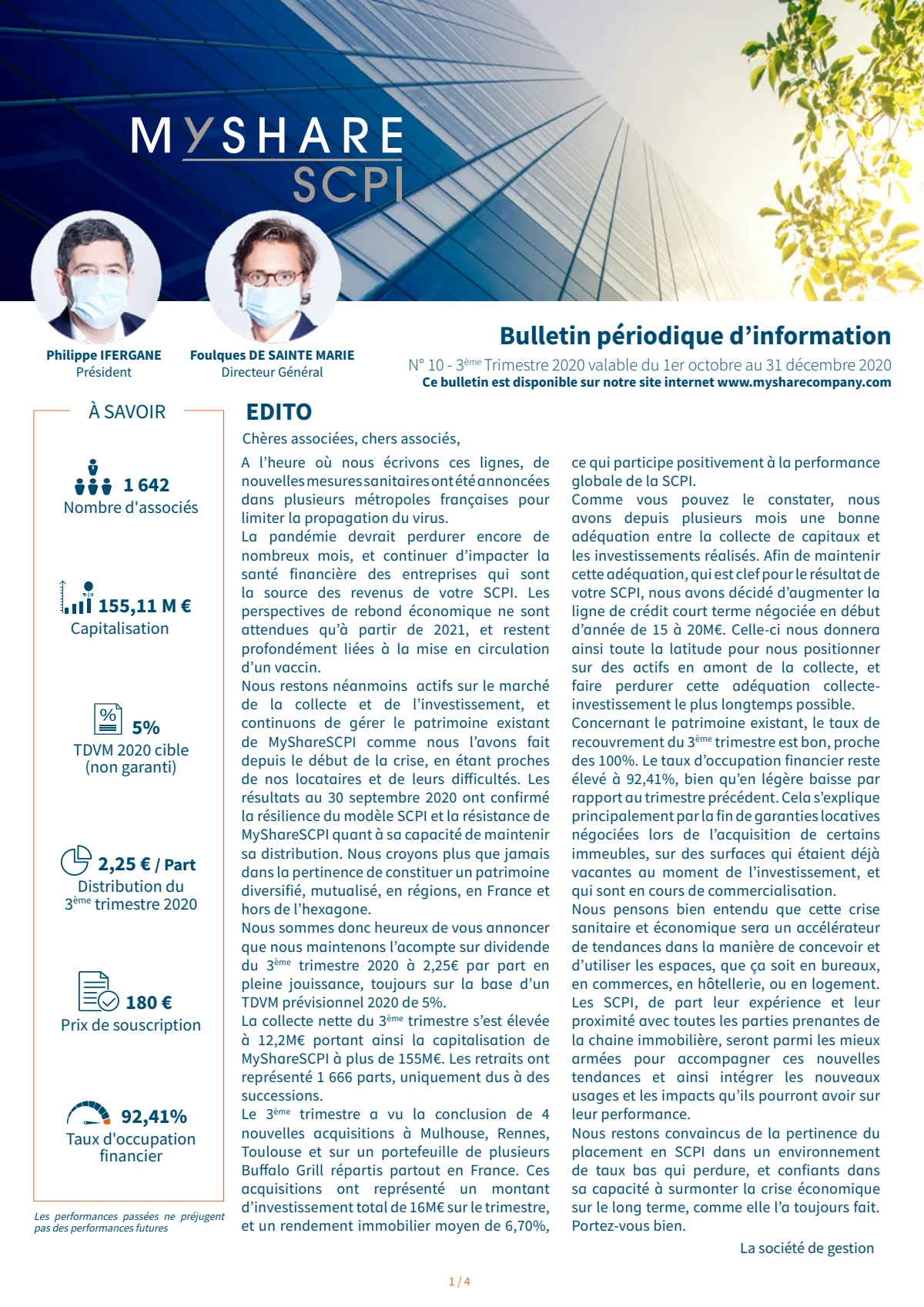 Bulletin trimestriel - 3ème trimestre 2020