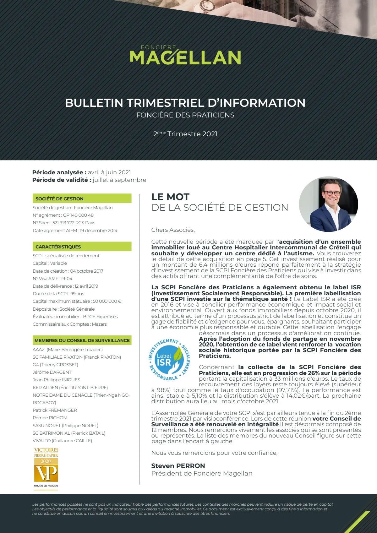 Bulletin trimestriel - 2ème trimestre 2021