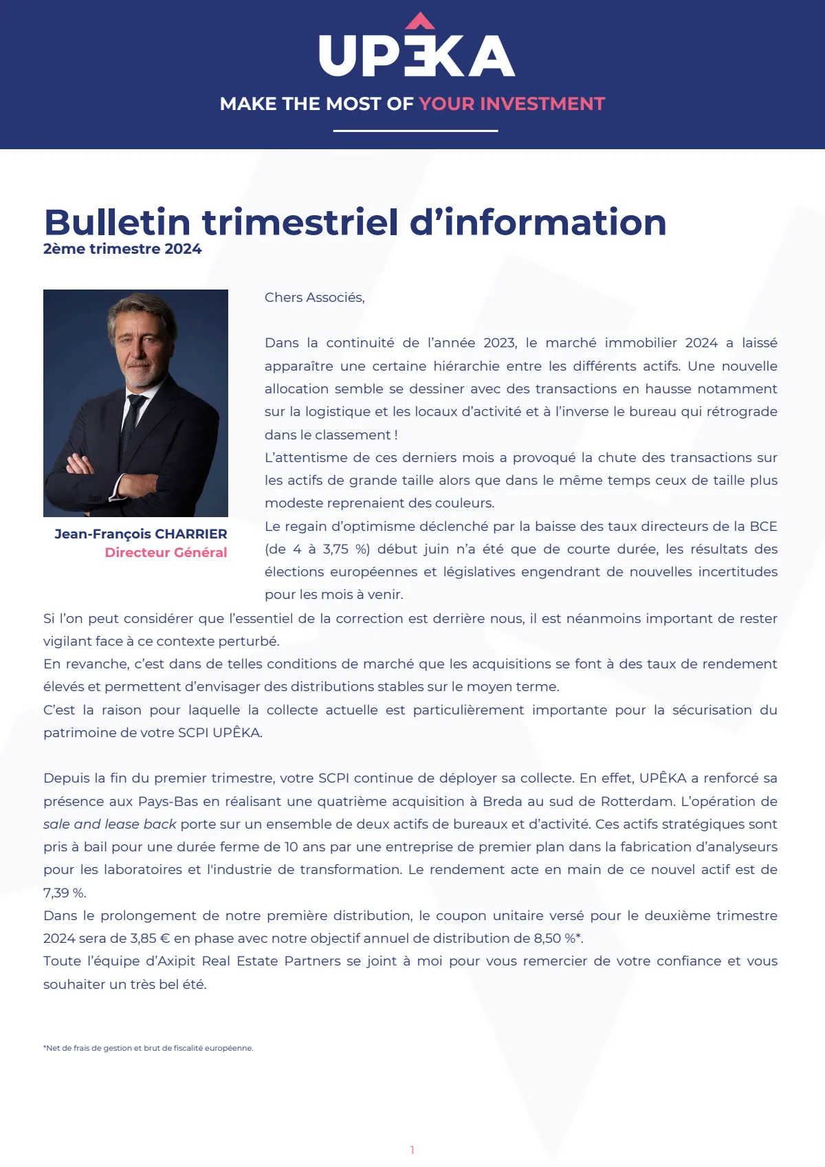 Bulletin trimestriel - 2ème trimestre 2024