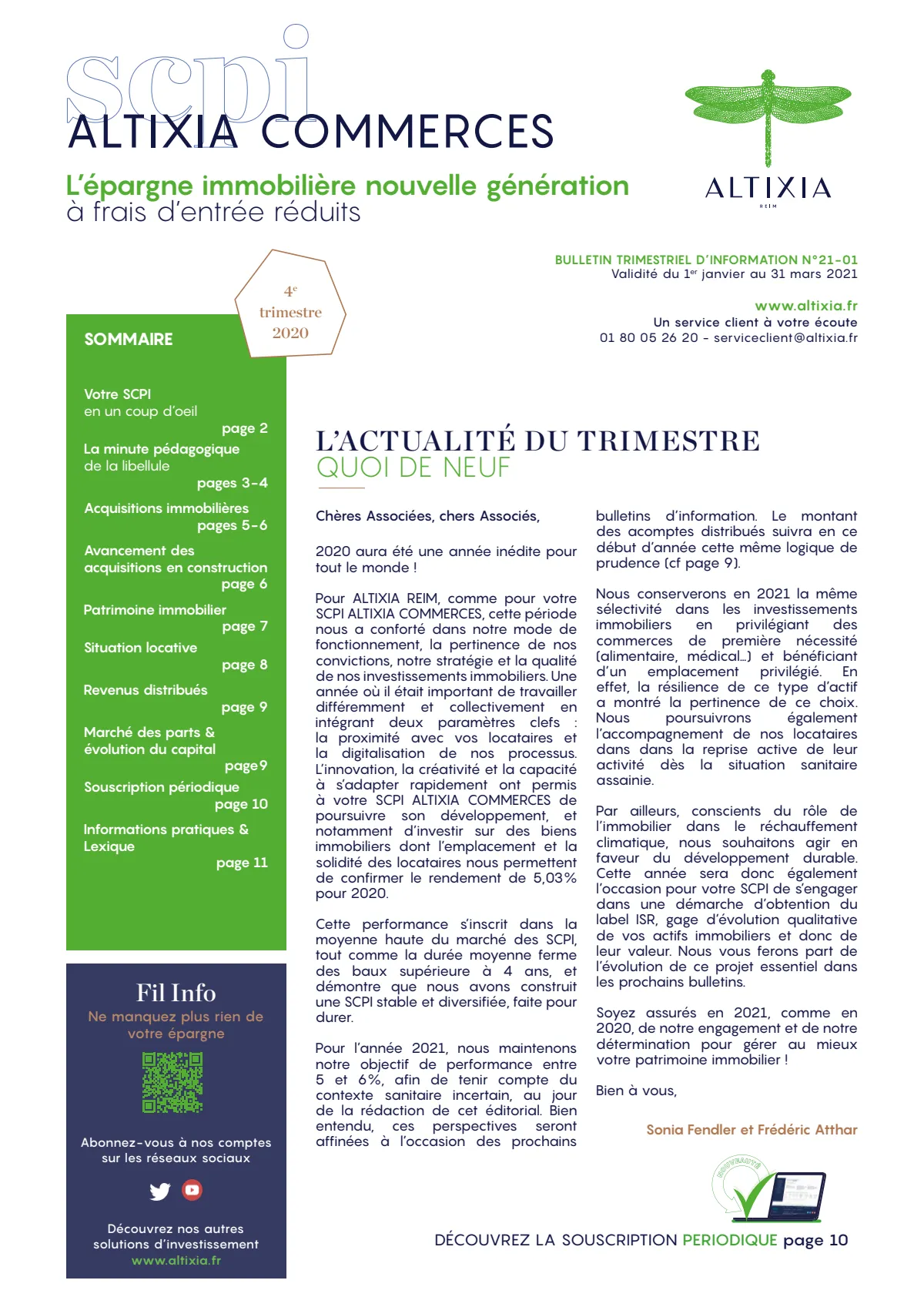 Bulletin trimestriel - 4ème trimestre 2020