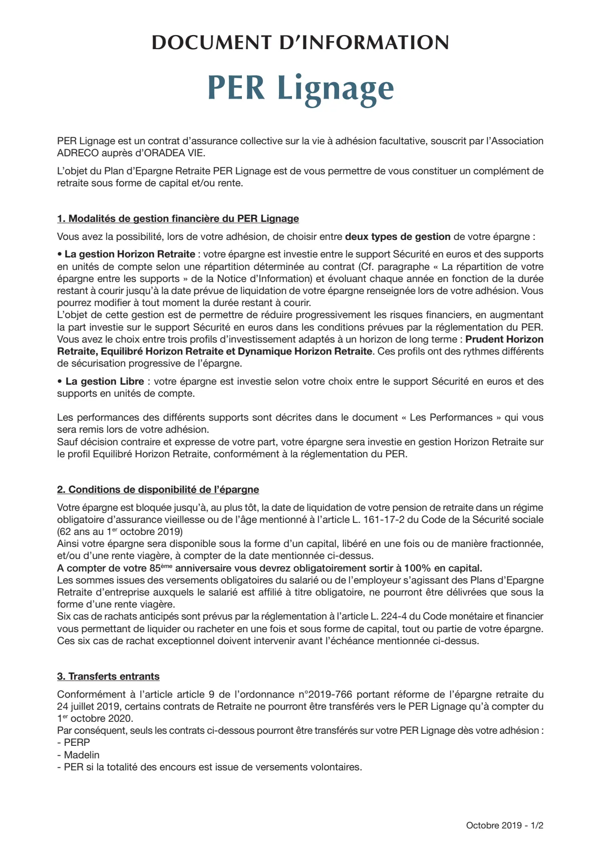 Informations clés (DICI)