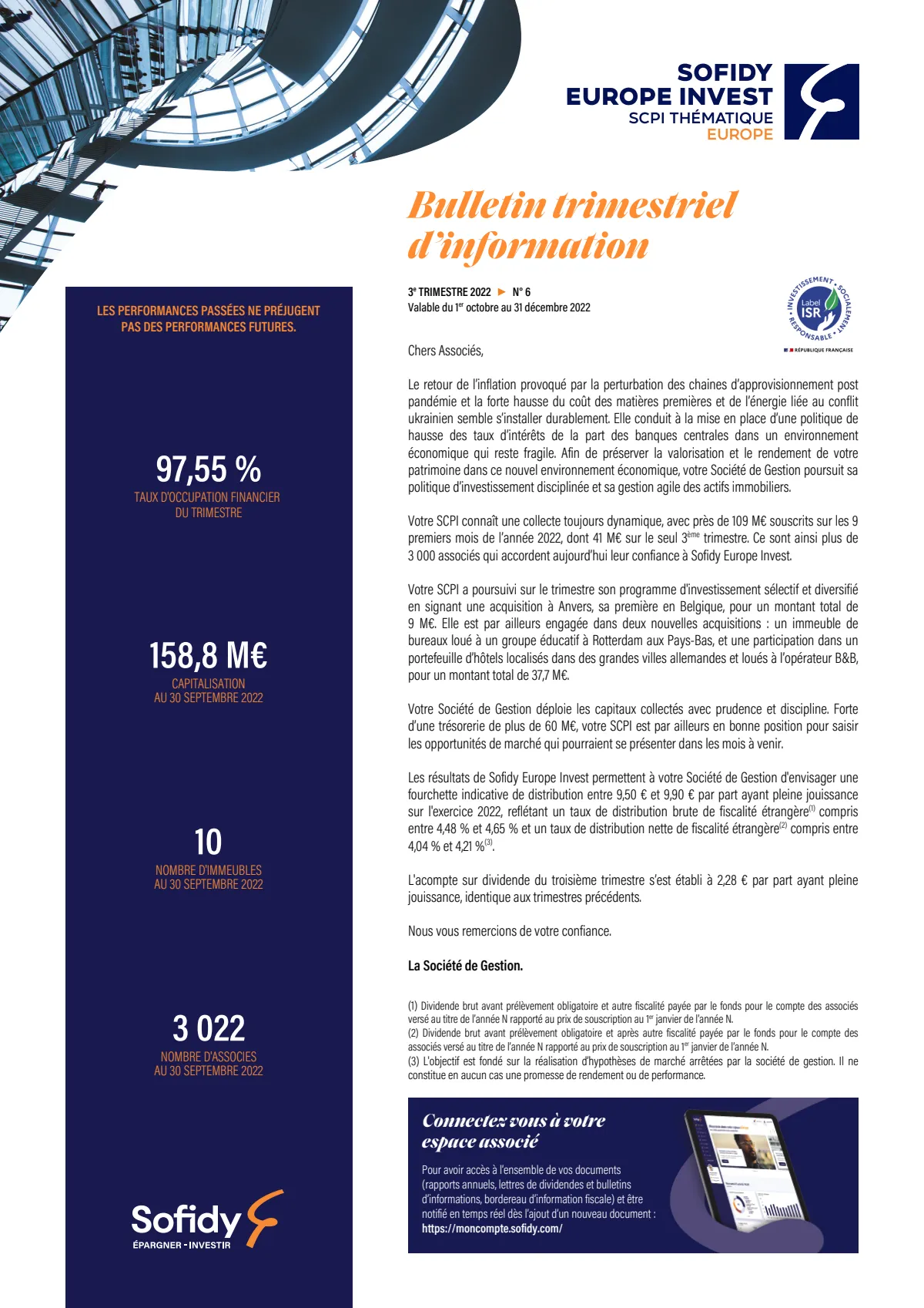 Bulletin trimestriel - 3ème trimestre 2022