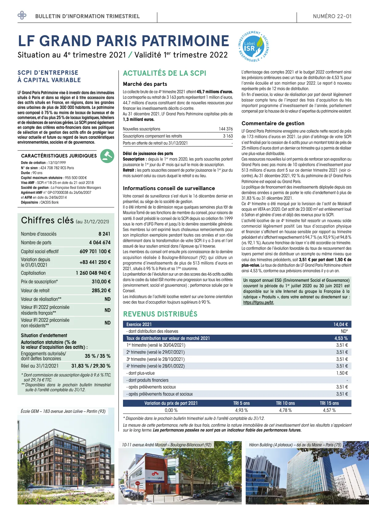 Bulletin trimestriel - 1er trimestre 2022