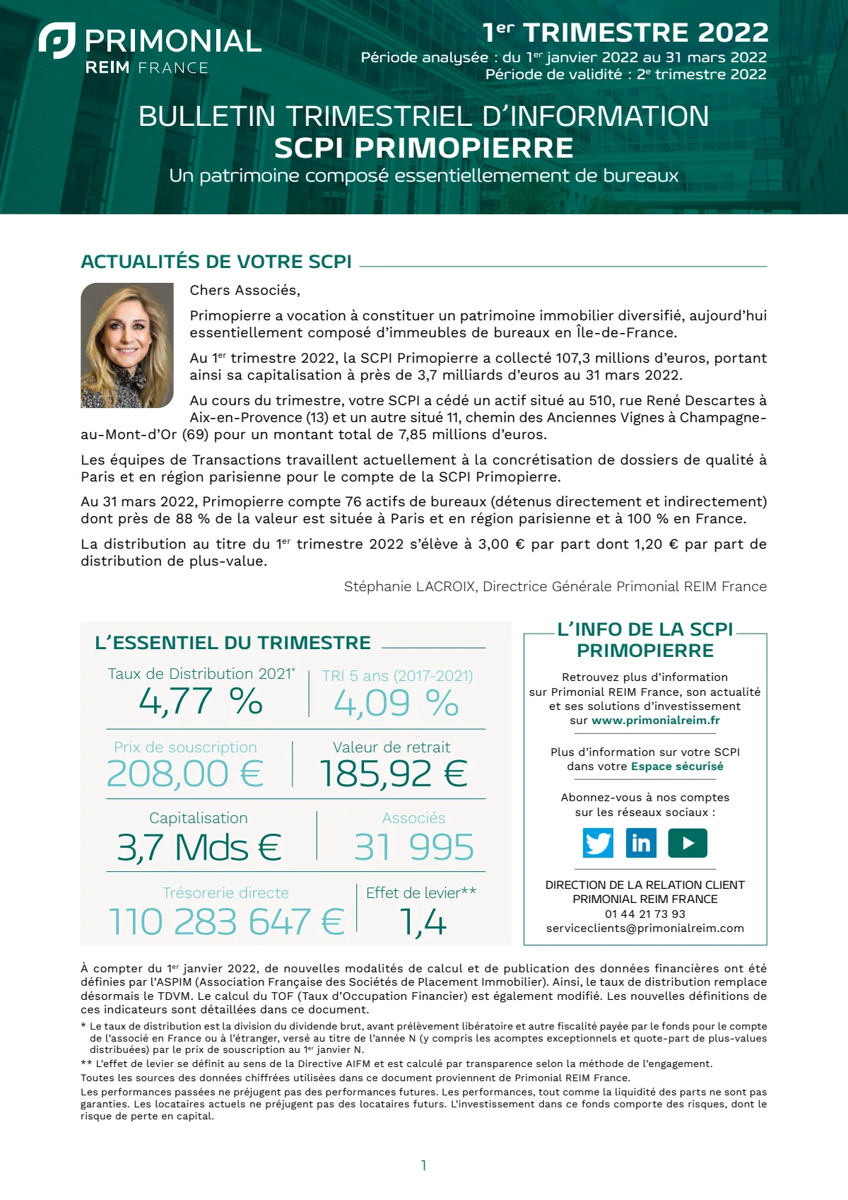 Bulletin trimestriel - 1er trimestre 2022