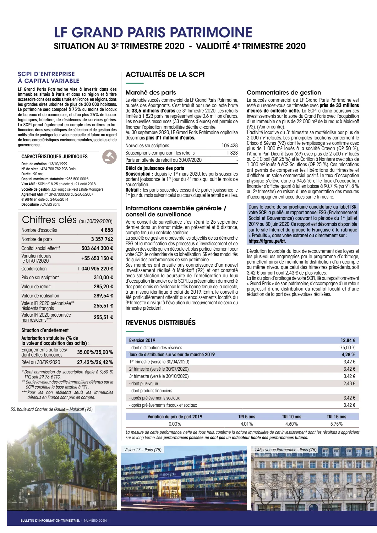 Bulletin trimestriel - 3ème trimestre 2020