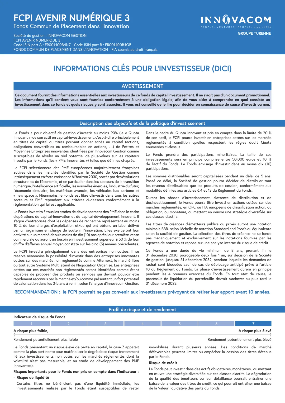 Informations clés (DIC)