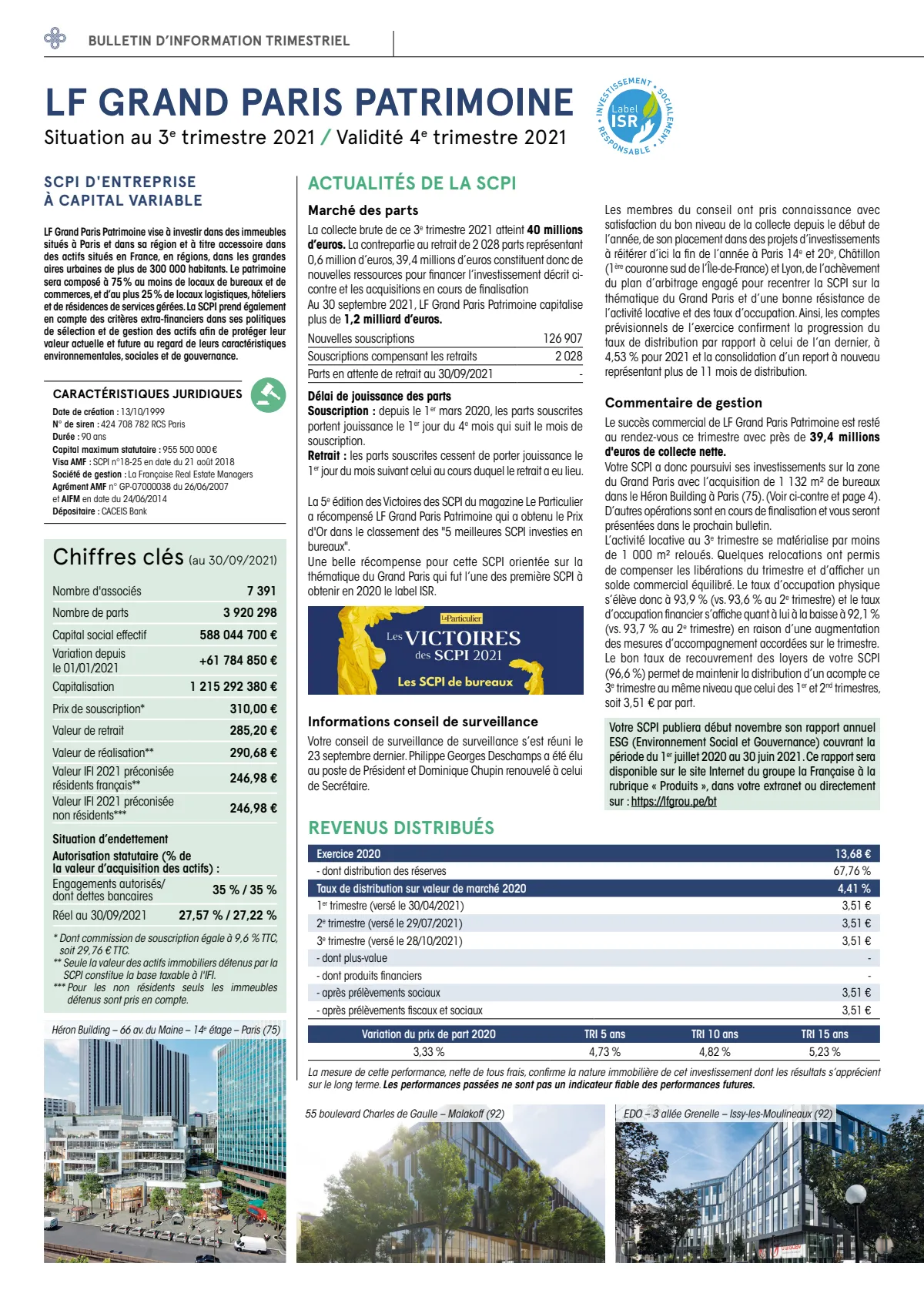 Bulletin trimestriel - 3ème trimestre 2021