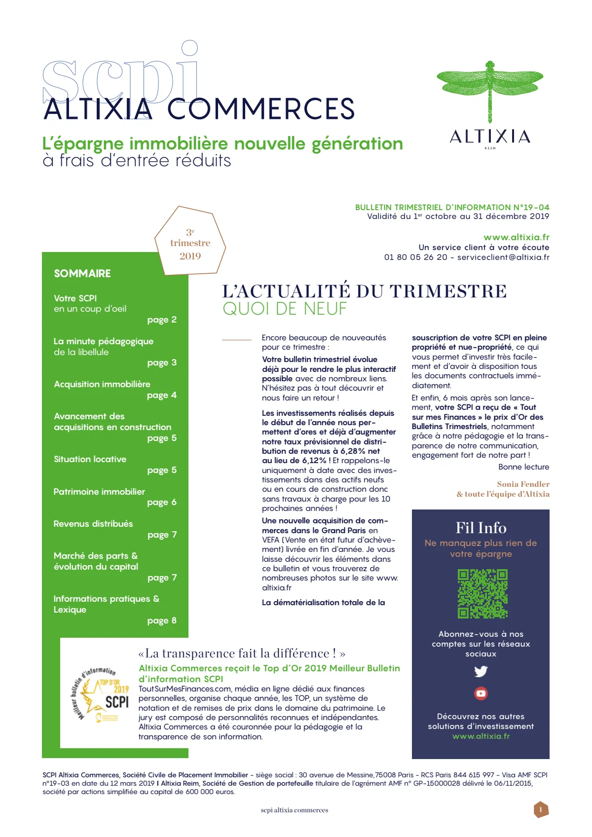 Bulletin trimestriel - 3ème trimestre 2019