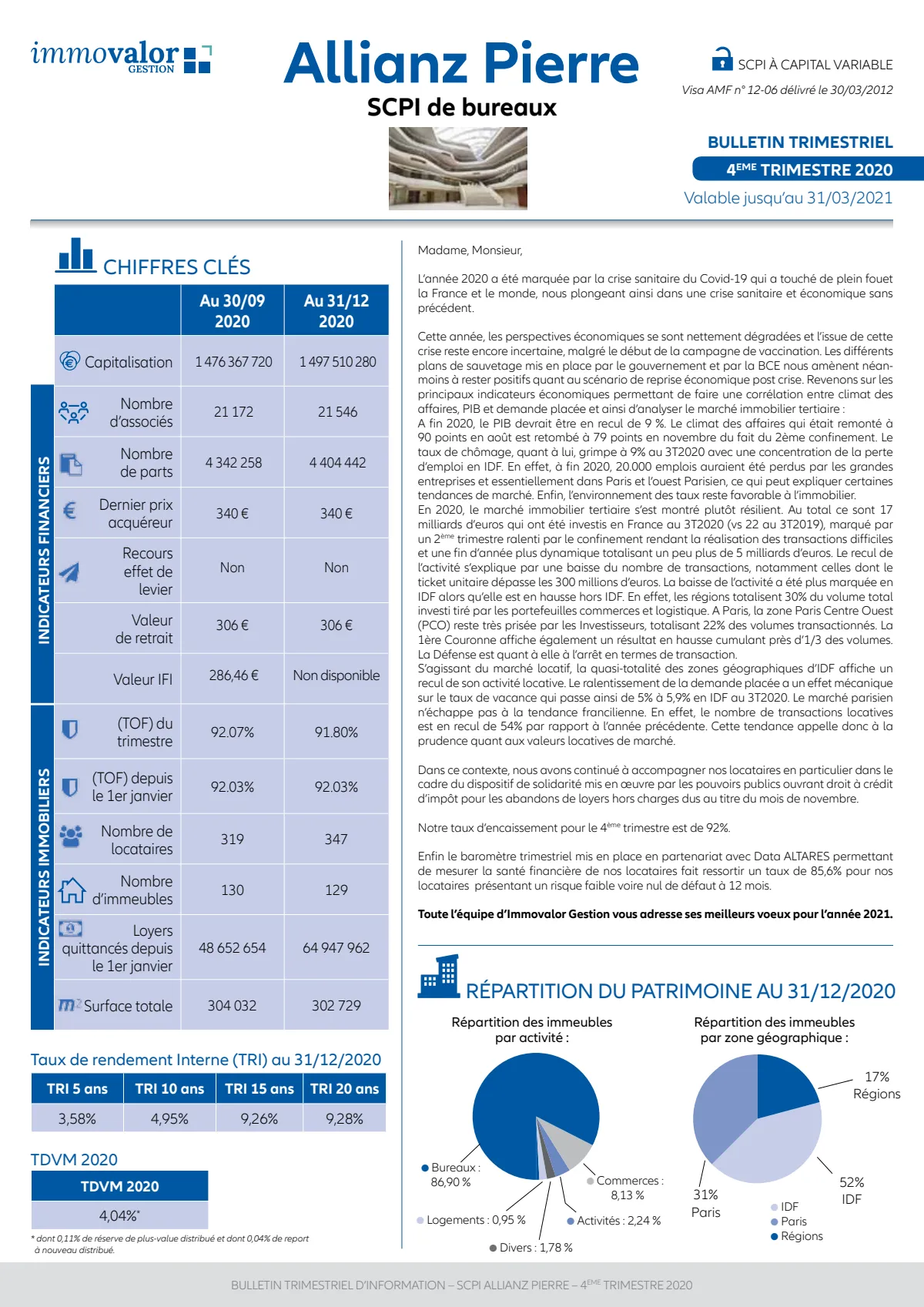 Bulletin trimestriel - 4ème trimestre 2020