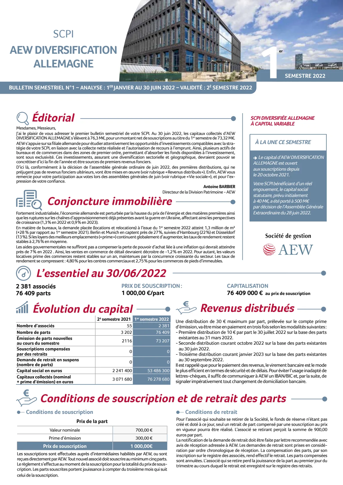 Bulletin semestriel - 1er semestre 2022