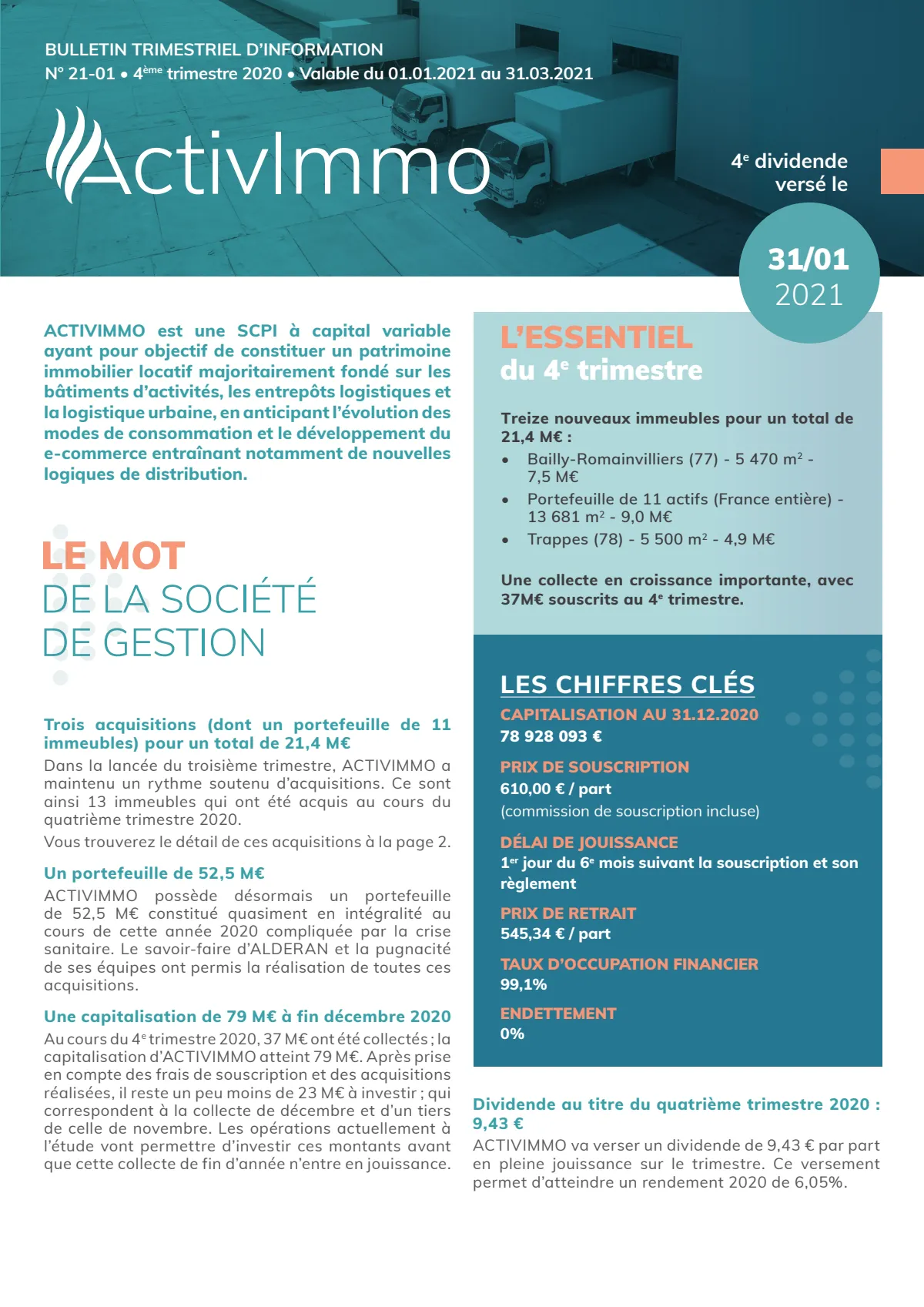 Bulletin trimestriel - 4ème trimestre 2020