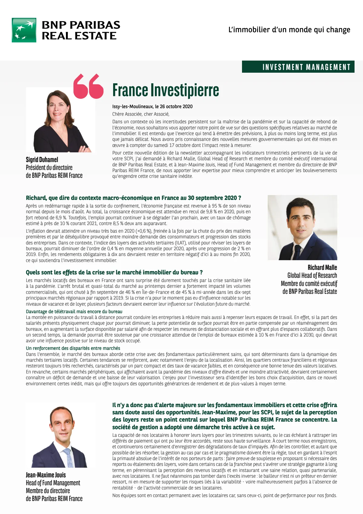 Bulletin trimestriel - 3ème trimestre 2020