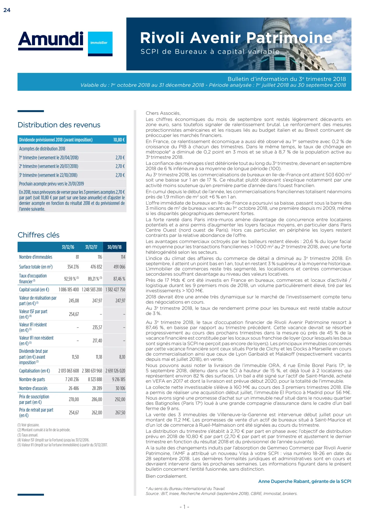 Bulletin trimestriel - 3ème trimestre 2018