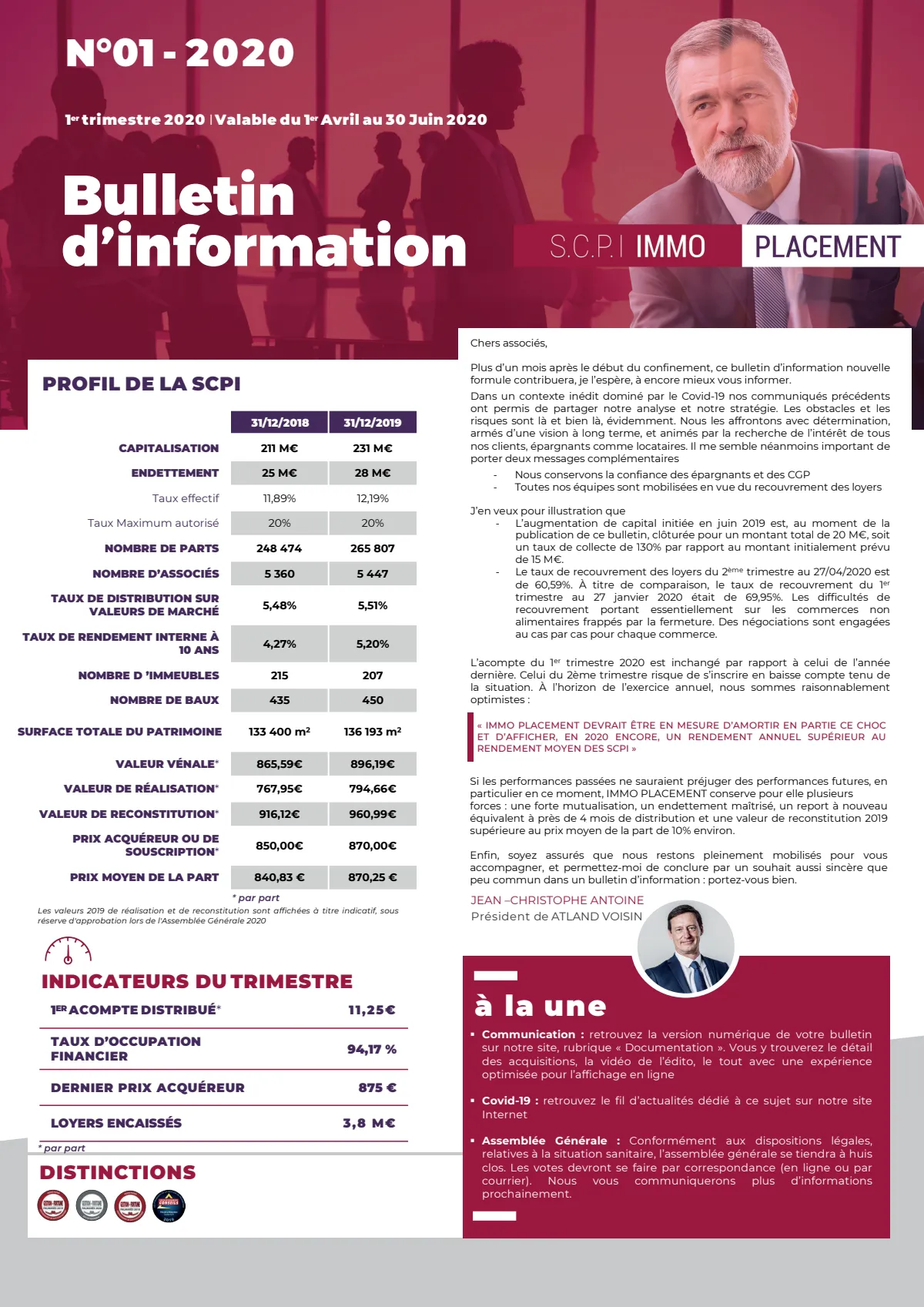 Bulletin trimestriel - 1er trimestre 2020