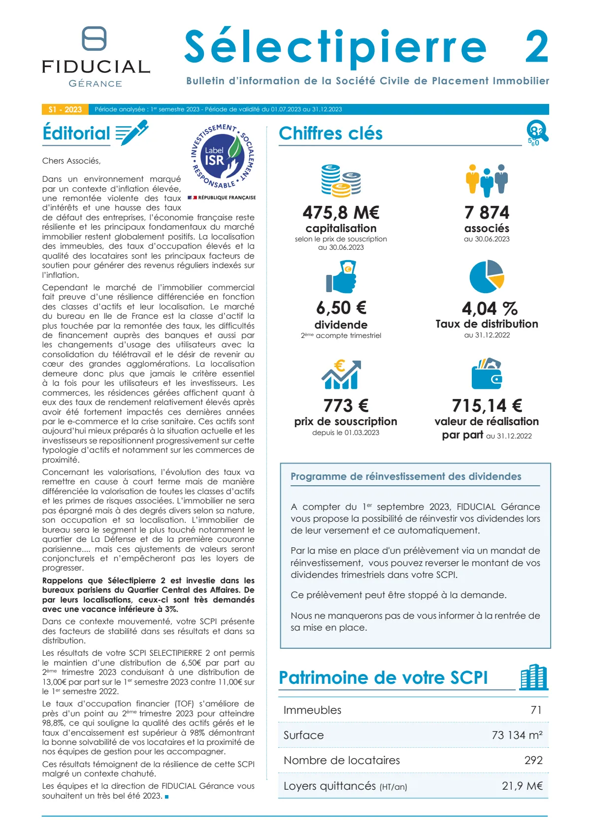 Rapport semestriel - 1er semestre 2023