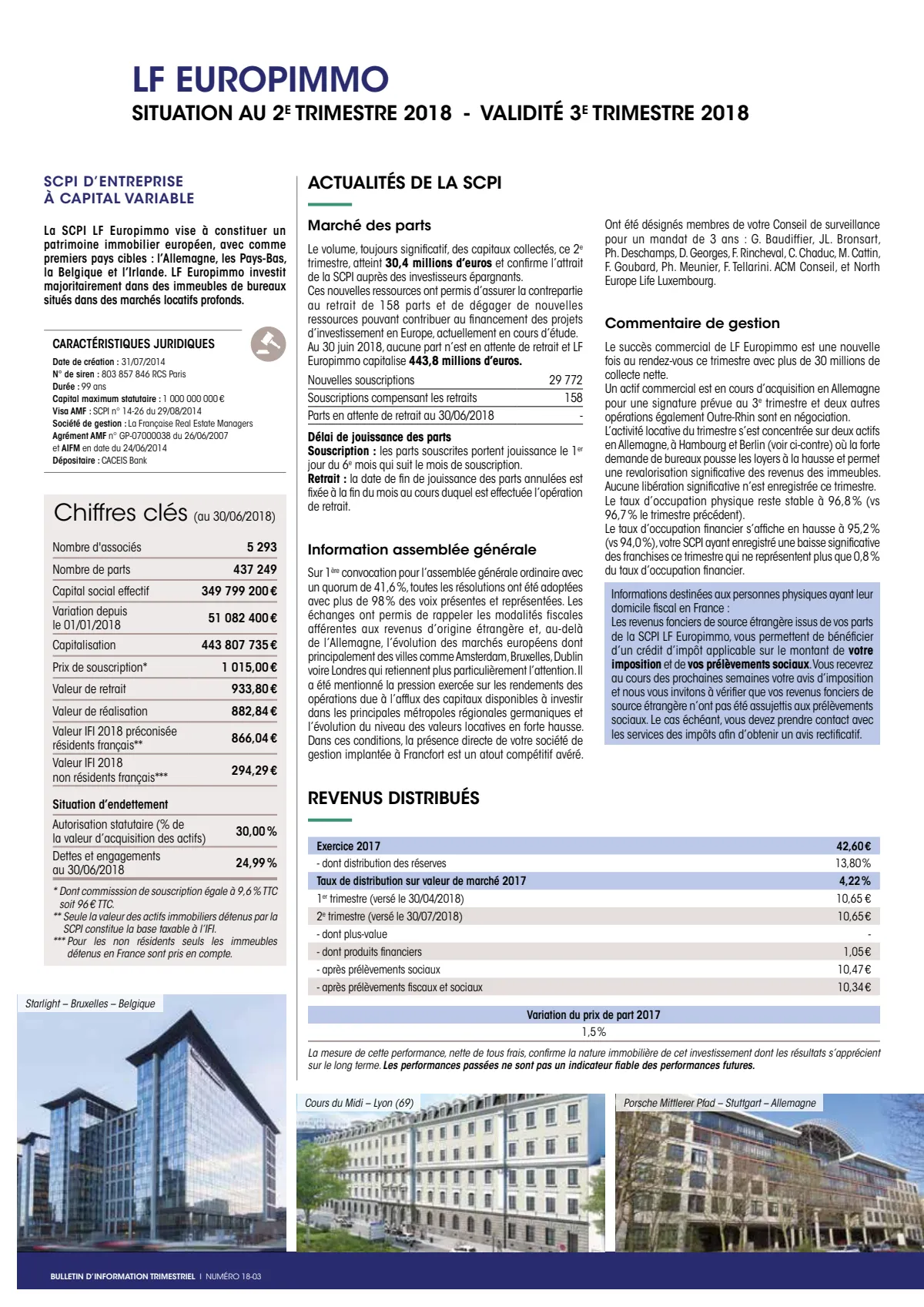 Bulletin trimestriel - 2ème trimestre 2018