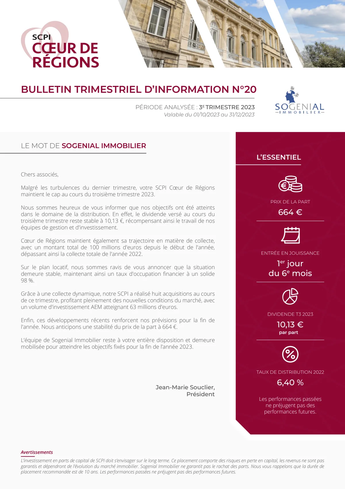 Bulletin trimestriel - 3ème trimestre 2023