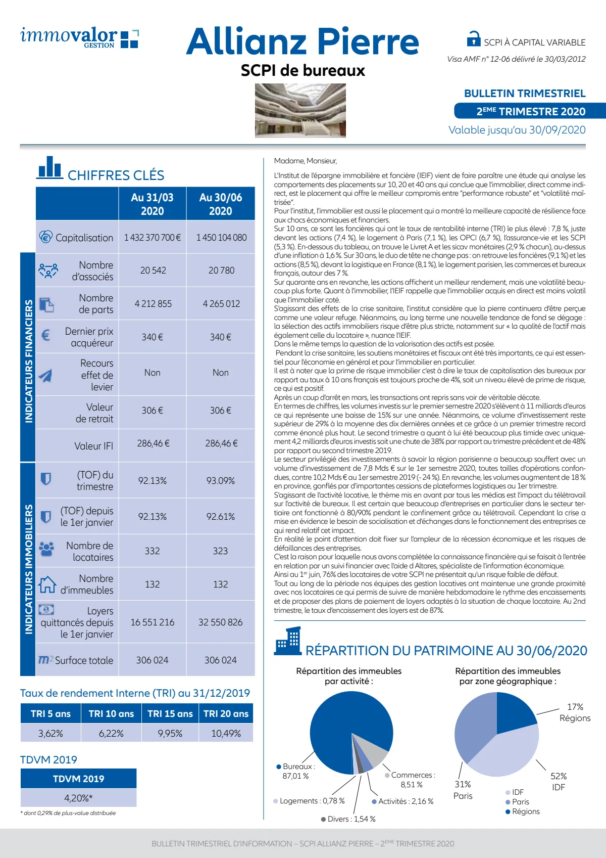 Bulletin trimestriel - 2ème trimestre 2020